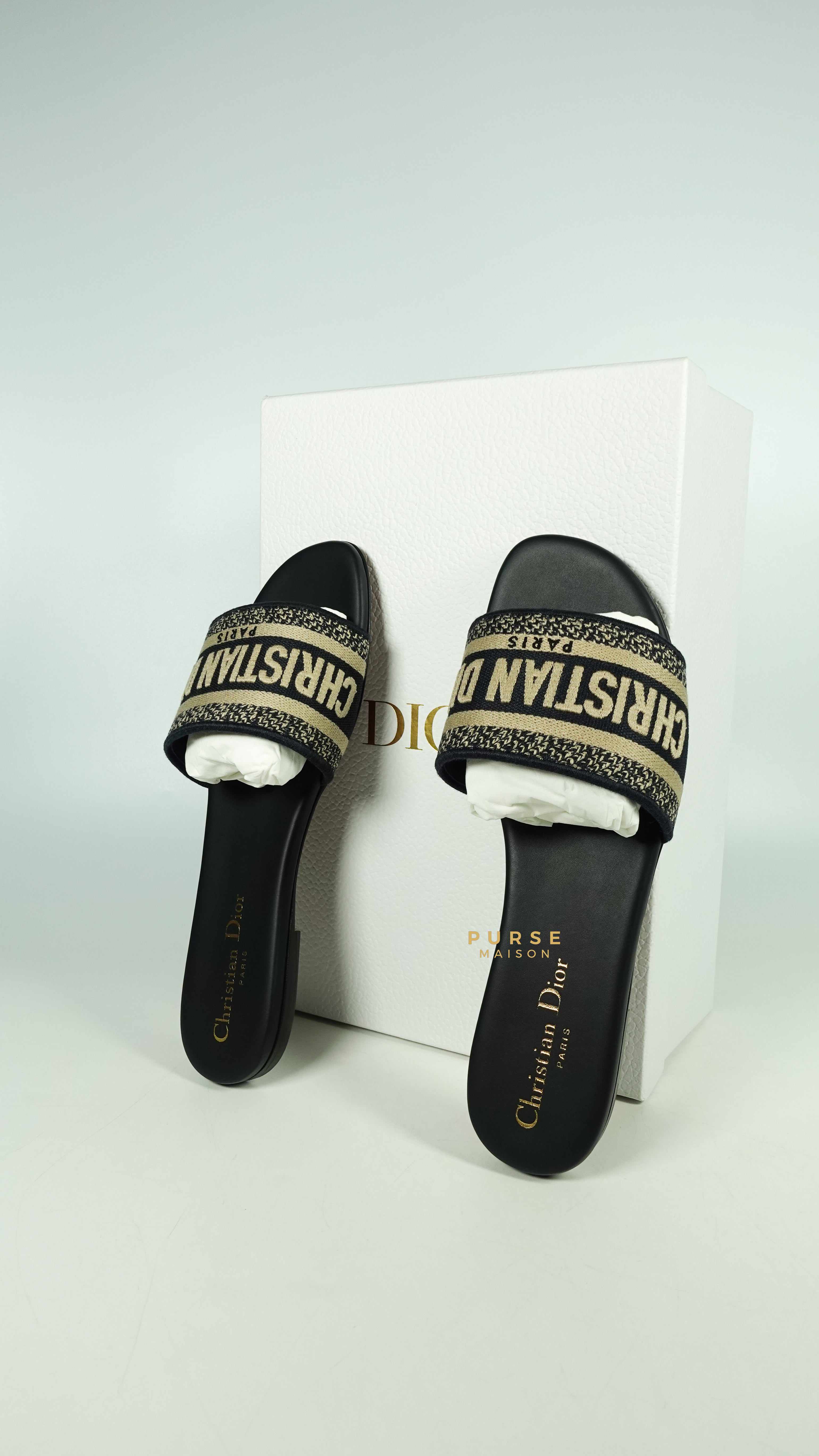 Christian Dior DWAY Slides Deep Blue (Size 37.5 EUR, 24.5cm)