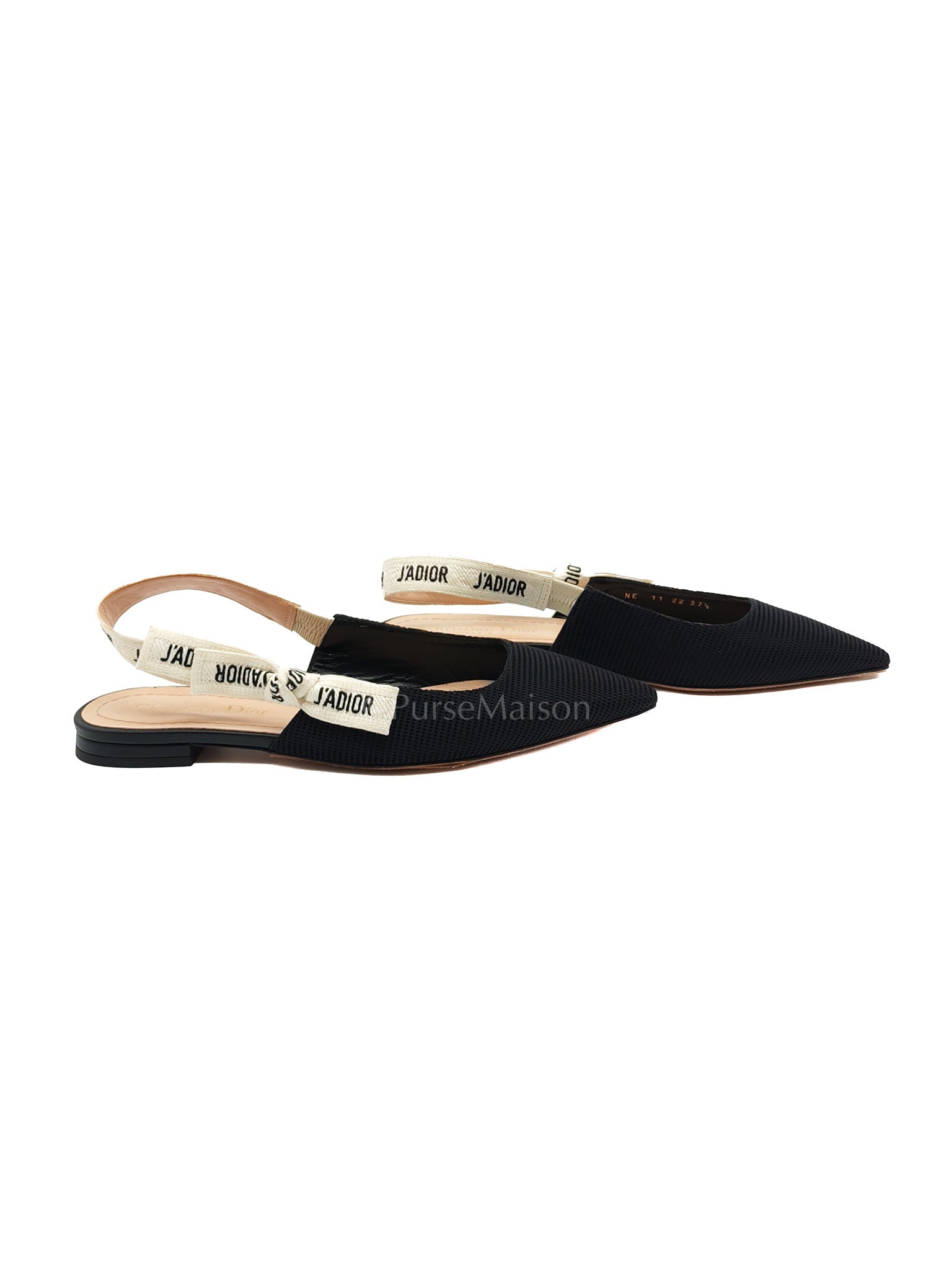 Fabric & Ribbon J'Adior Slingback Ballet Flats Size 37.5 EU (25 cm) | Purse Maison Luxury Bags Shop