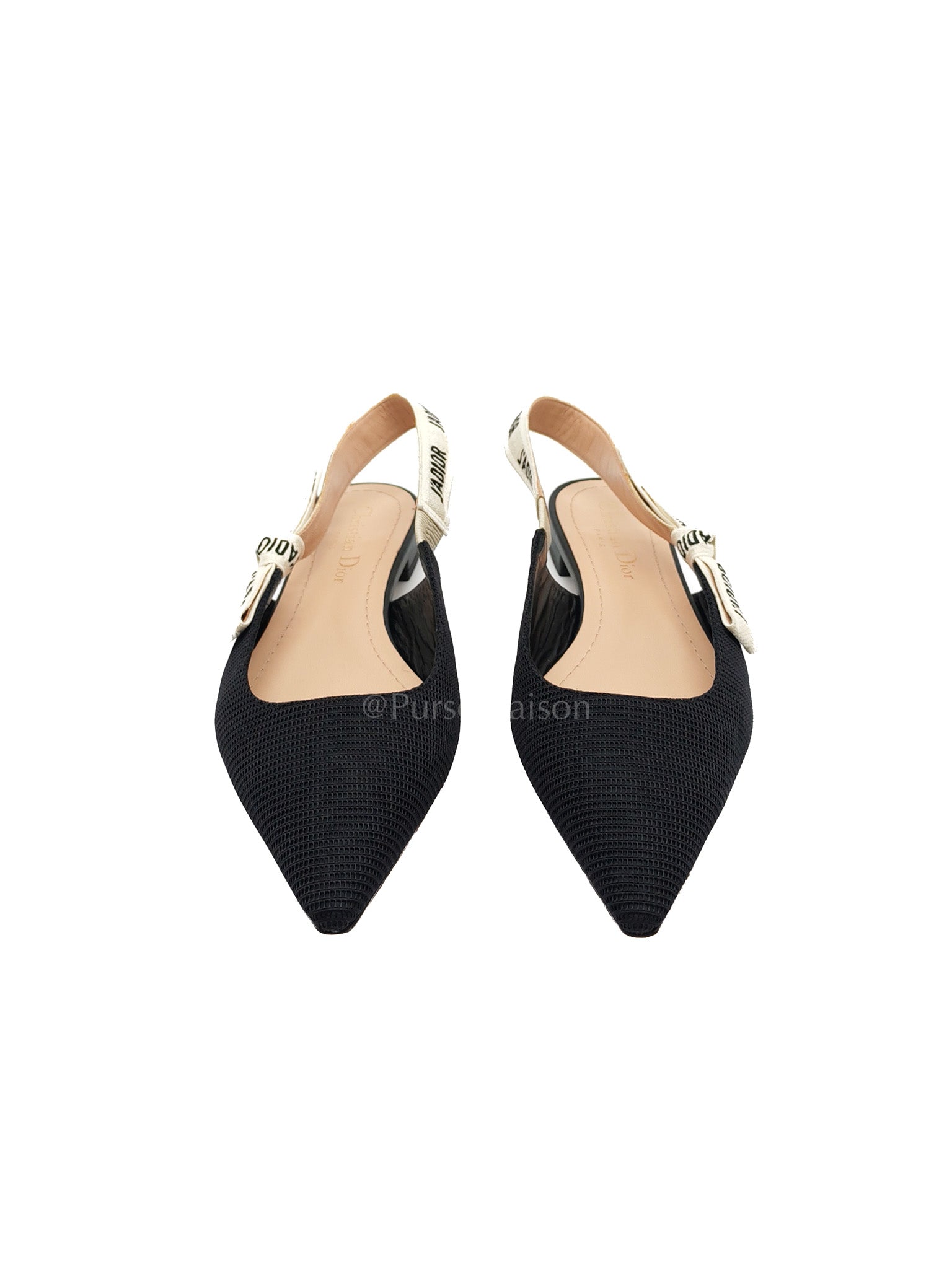 Fabric & Ribbon J'Adior Slingback Ballet Flats Size 37.5 EU (25 cm) | Purse Maison Luxury Bags Shop