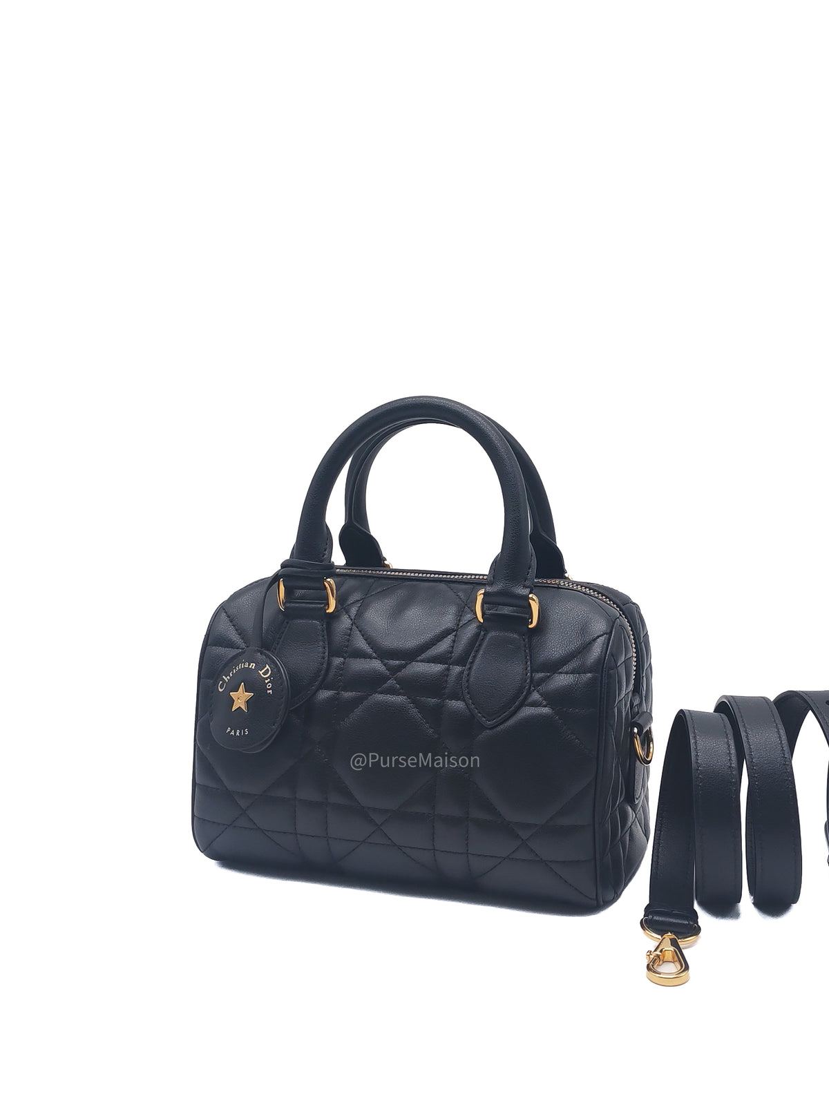 Christian Dior Groove 20 Bag in Black Macrocannage Calfskin and Gold Hardware | Purse Maison Luxury Bags Shop
