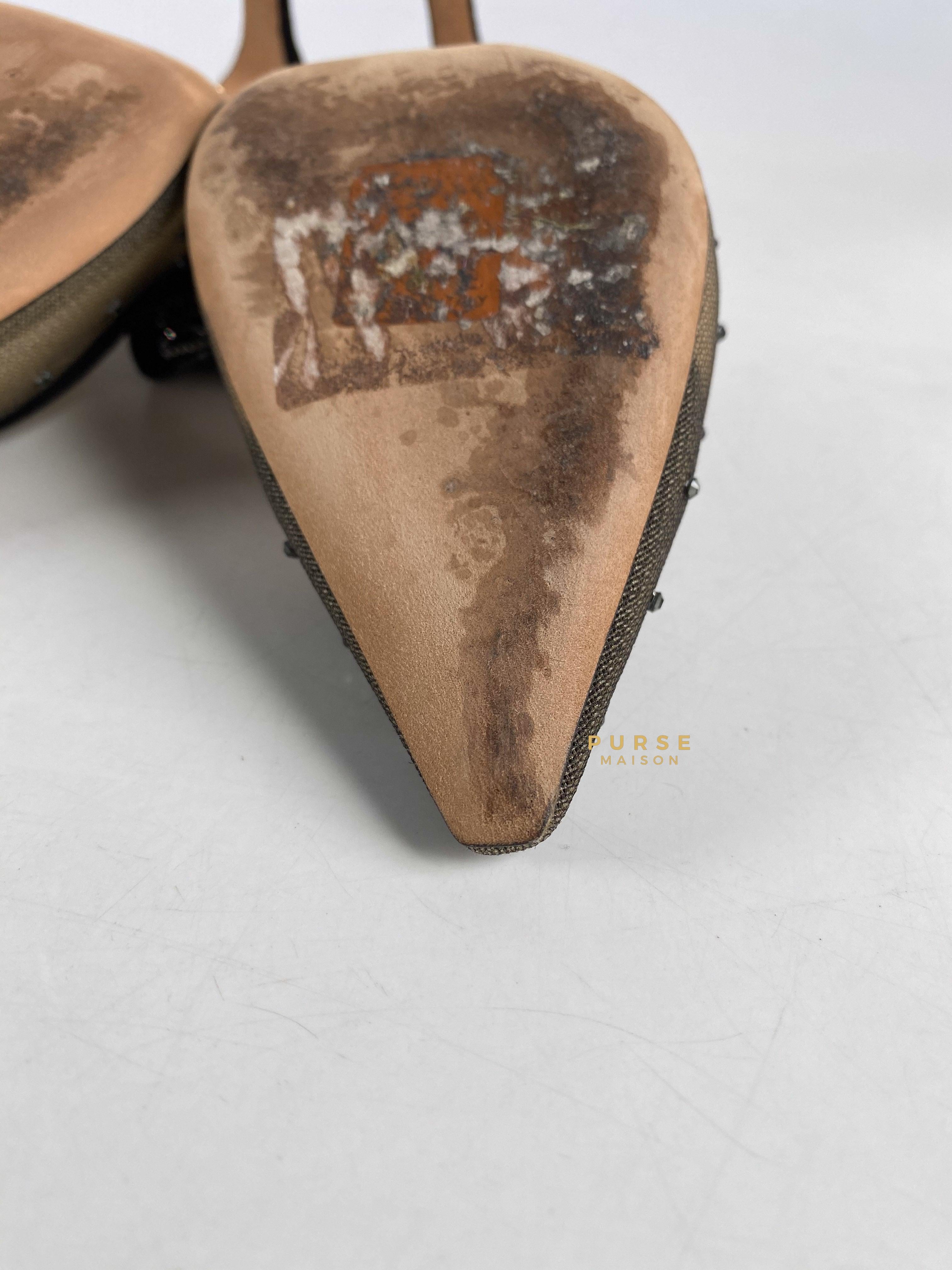 Christian Dior J'Adior Slingback Pump Black Mesh Size 36.5 EU (25.5cm) | Purse Maison Luxury Bags Shop