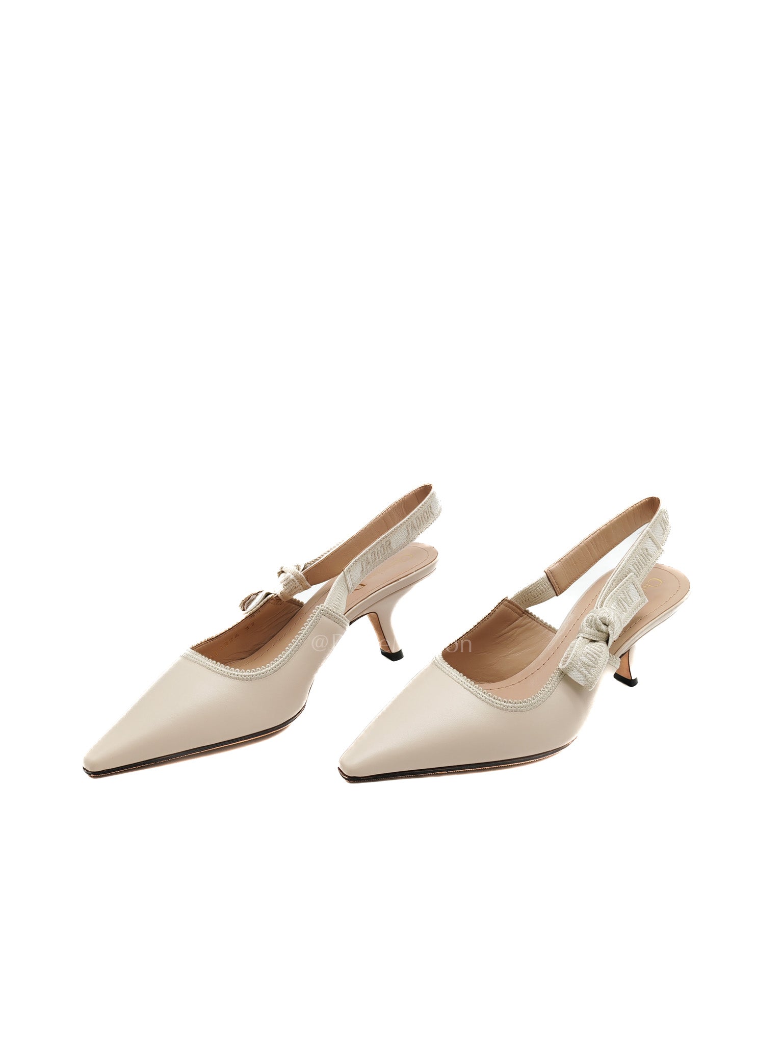 J’Adior Slingback Pumps in Powder Beige Calfskin Leather Size 37EU (23.5cm) | Purse Maison Luxury Bags Shop