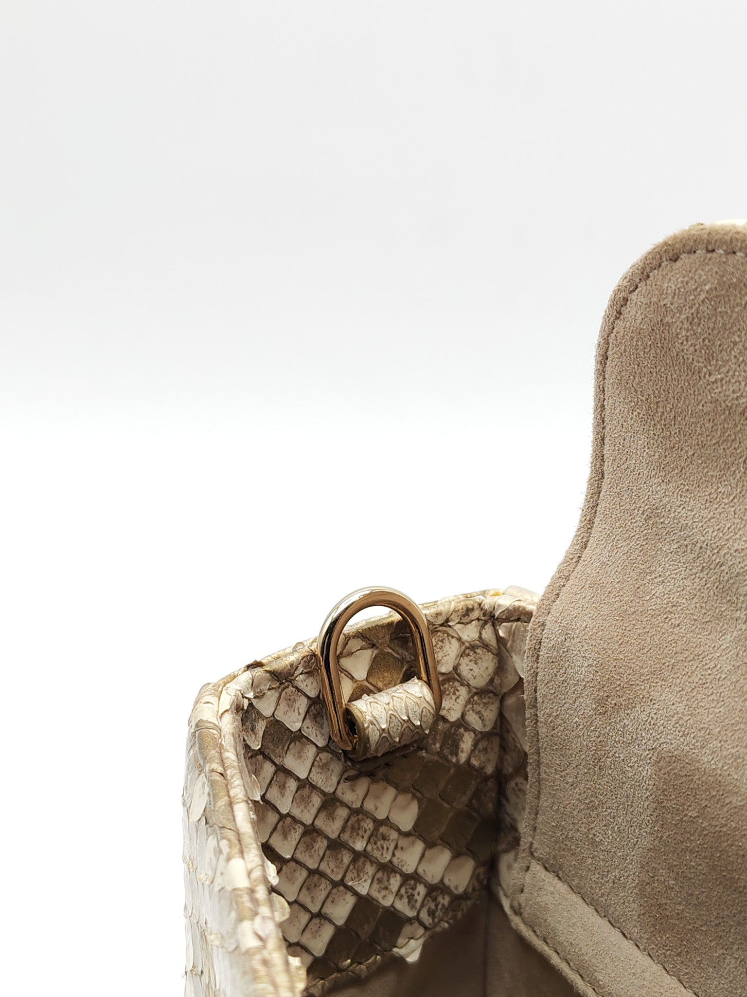 Lady D-Joy Medium in Gold Python Leather & Light Gold Hardware | Purse Maison Luxury Bags Shop