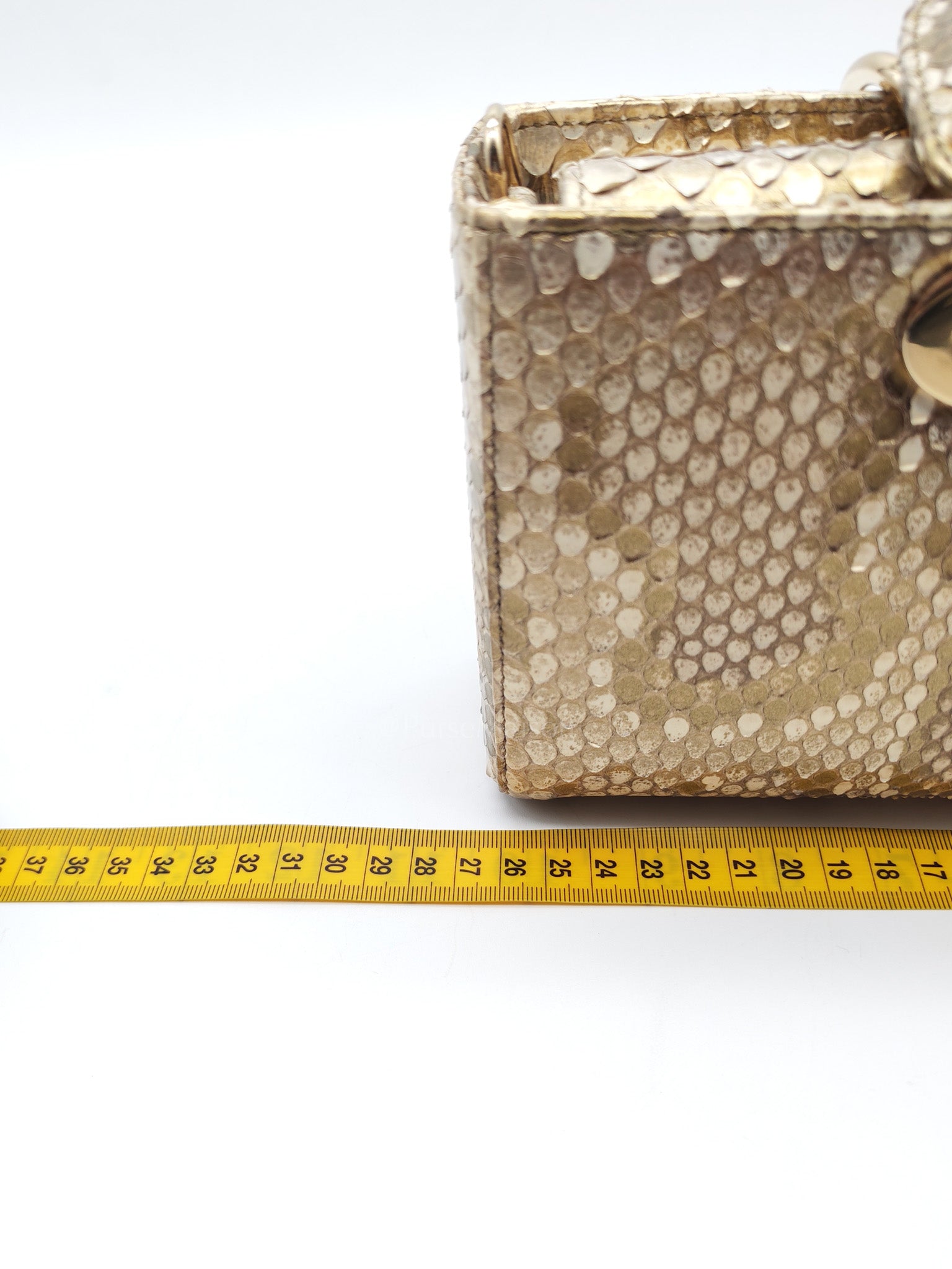 Lady D-Joy Medium in Gold Python Leather & Light Gold Hardware | Purse Maison Luxury Bags Shop