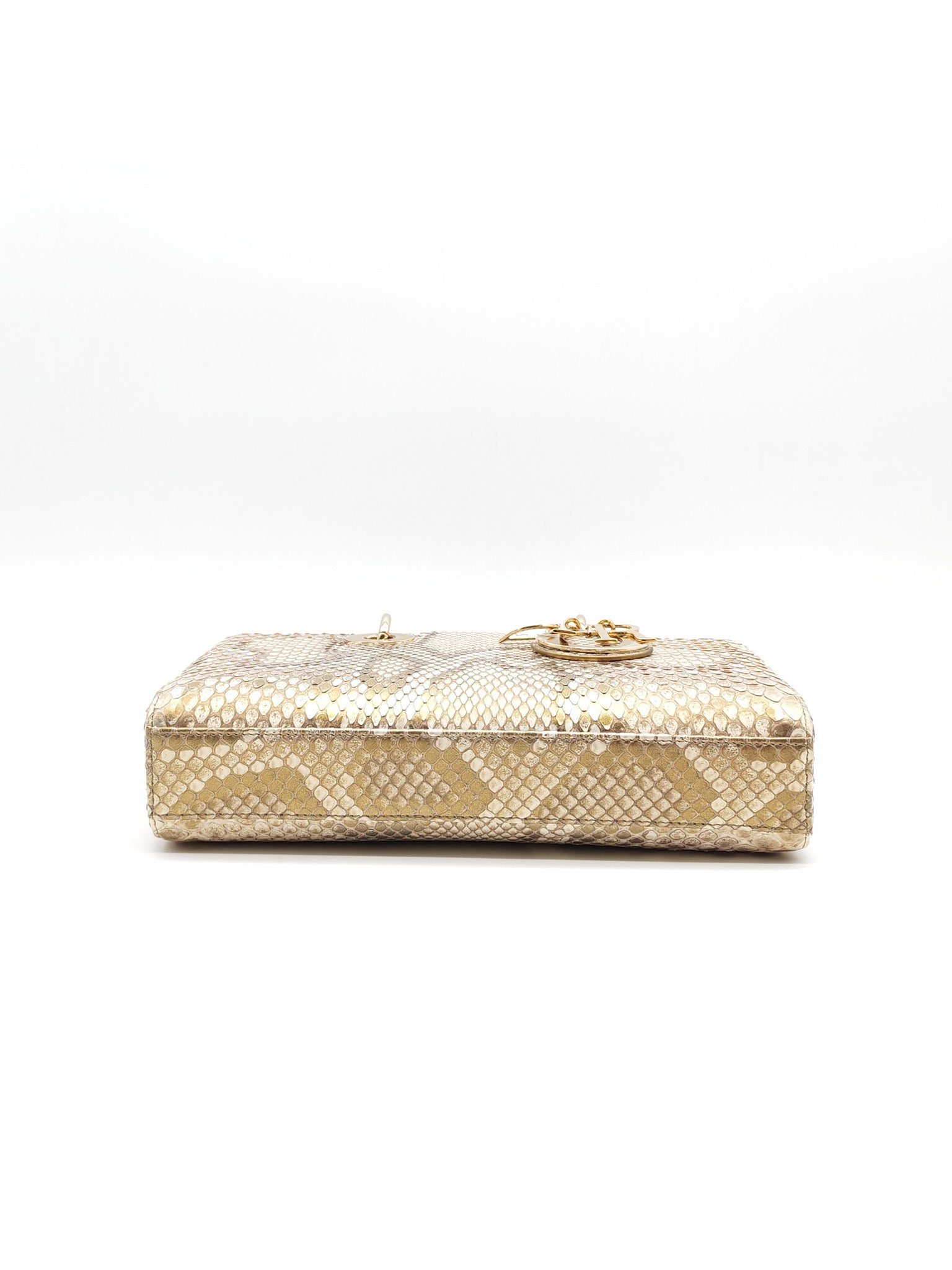 Lady D-Joy Medium in Gold Python Leather & Light Gold Hardware | Purse Maison Luxury Bags Shop
