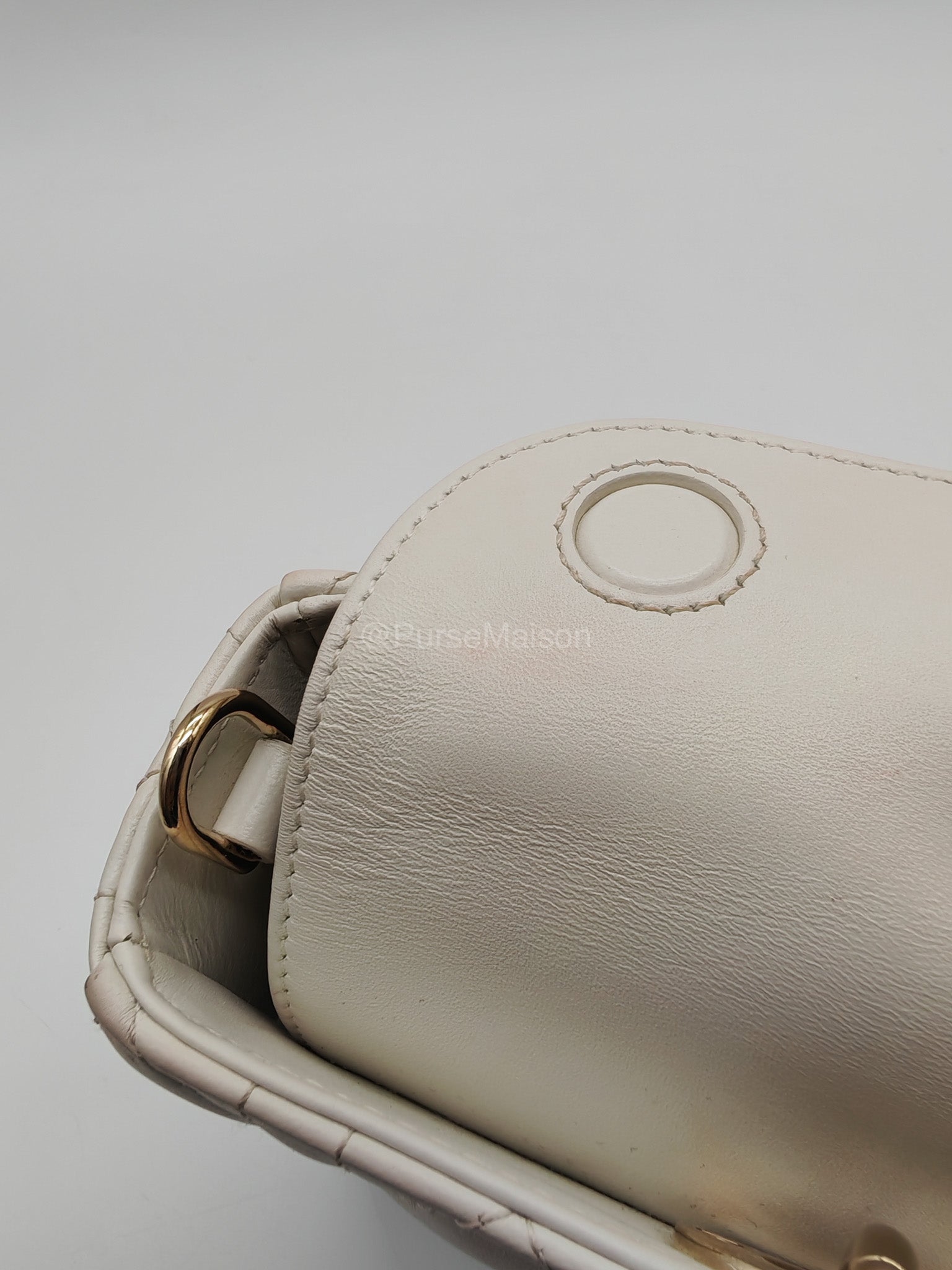 Christian Dior Lady D-Joy Medium in White Cannage Lambskin Leather Light Gold Hardware | Purse Maison Luxury Bags Shop