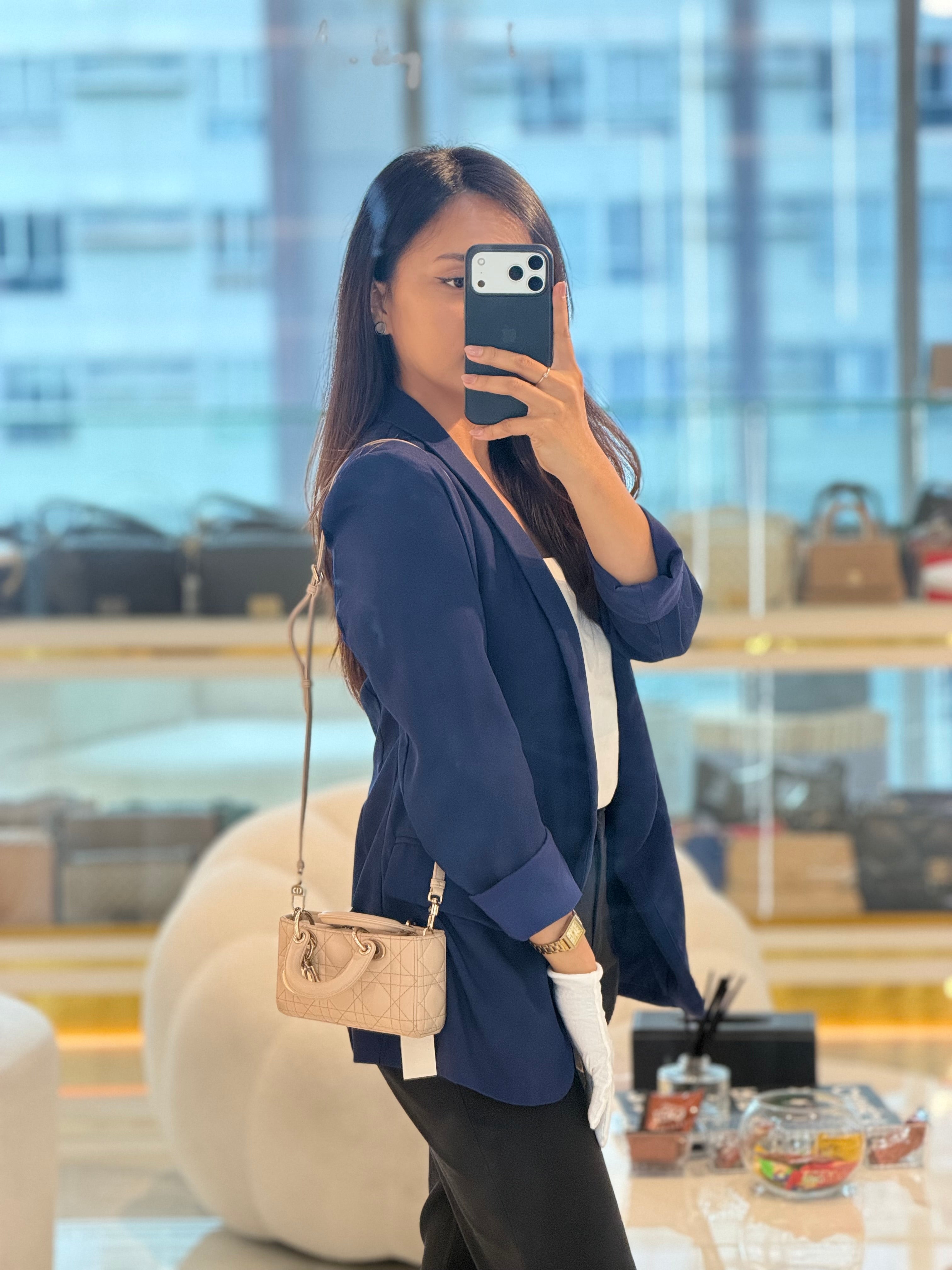 Lady D-Joy Nano in Beige Cannage Lambskin Leather Light Gold Hardware | Purse Maison Luxury Bags Shop