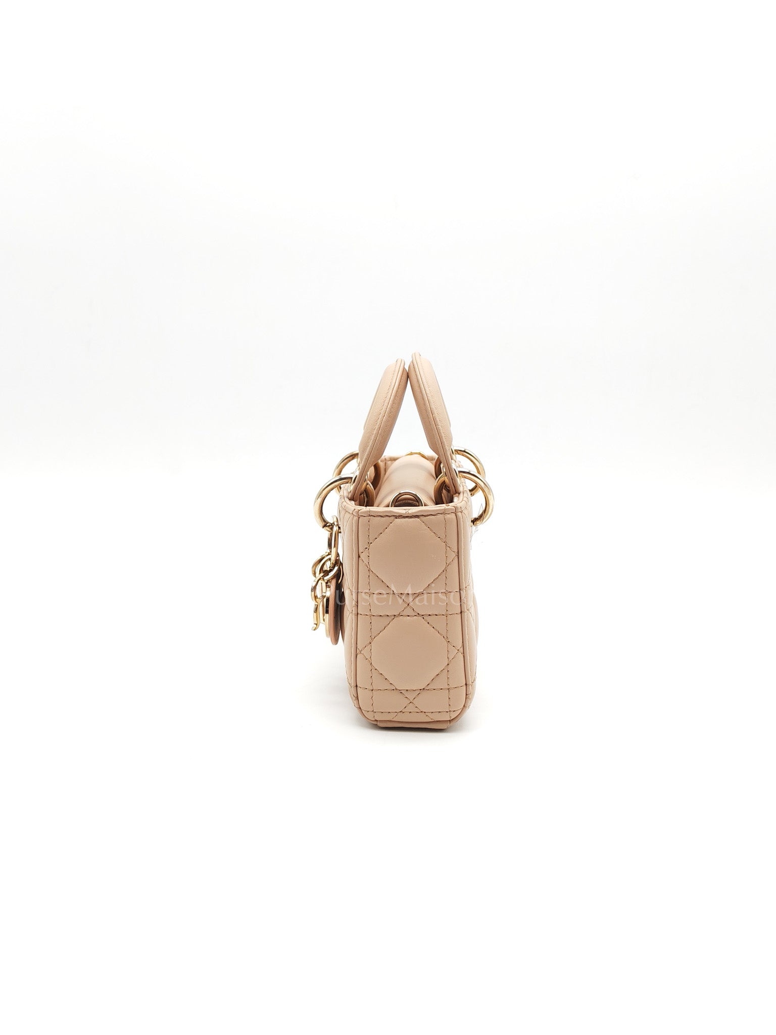 Lady D-Joy Nano in Beige Cannage Lambskin Leather Light Gold Hardware | Purse Maison Luxury Bags Shop
