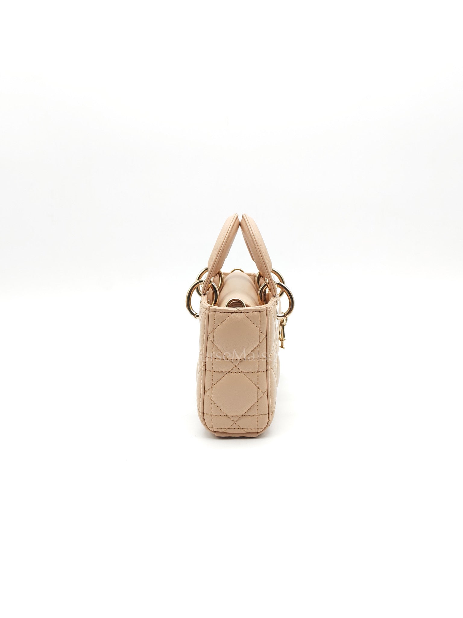 Lady D-Joy Nano in Beige Cannage Lambskin Leather Light Gold Hardware | Purse Maison Luxury Bags Shop