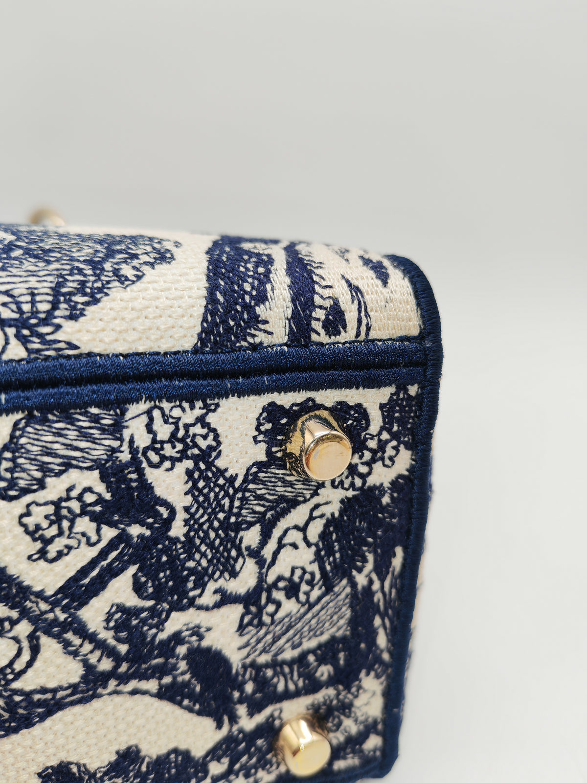 Christian Dior Lady D-Lite Medium in Toile De Jouy Embroidery Canvas and Light Gold Hardware | Purse Maison Luxury Bags Shop