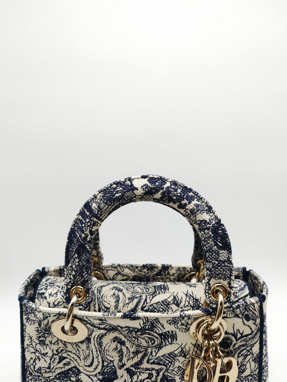 Christian Dior Lady D-Lite Medium in Toile De Jouy Embroidery Canvas and Light Gold Hardware | Purse Maison Luxury Bags Shop