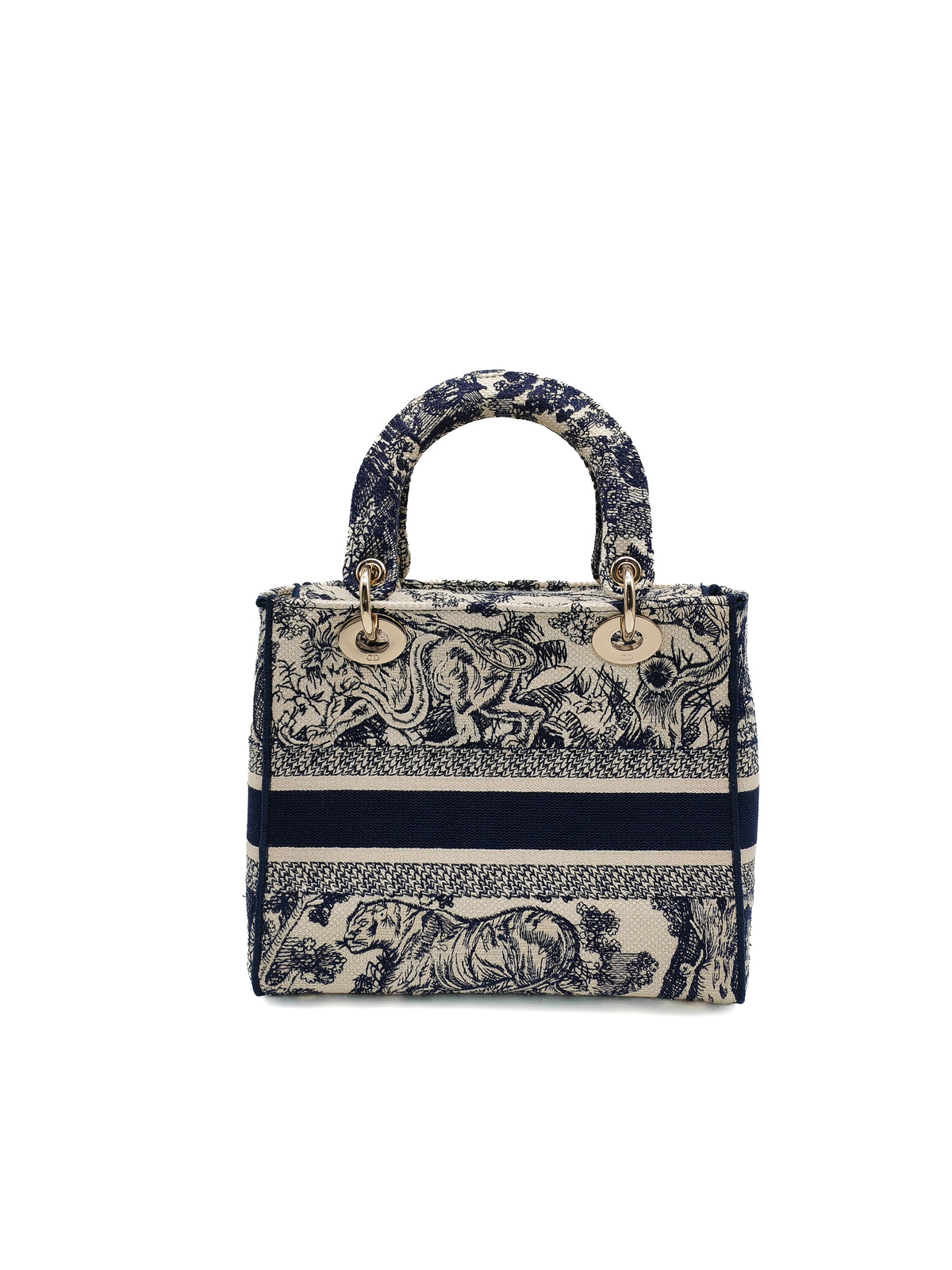 Christian Dior Lady D-Lite Medium in Toile De Jouy Embroidery Canvas and Light Gold Hardware | Purse Maison Luxury Bags Shop