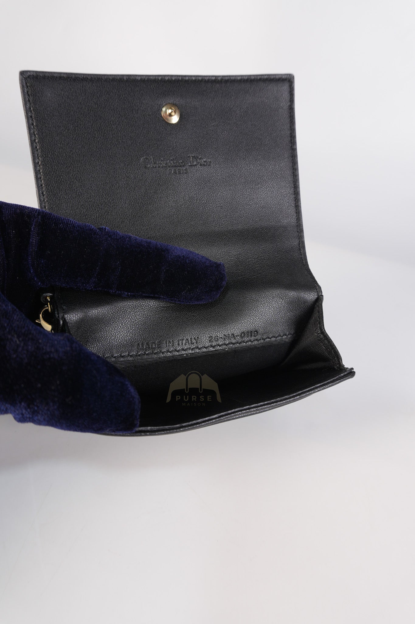 Lady Dior Flap Card Holder in Black Quilted Cannage Lambskin Leather | Purse Maison Luxury Bags Shop