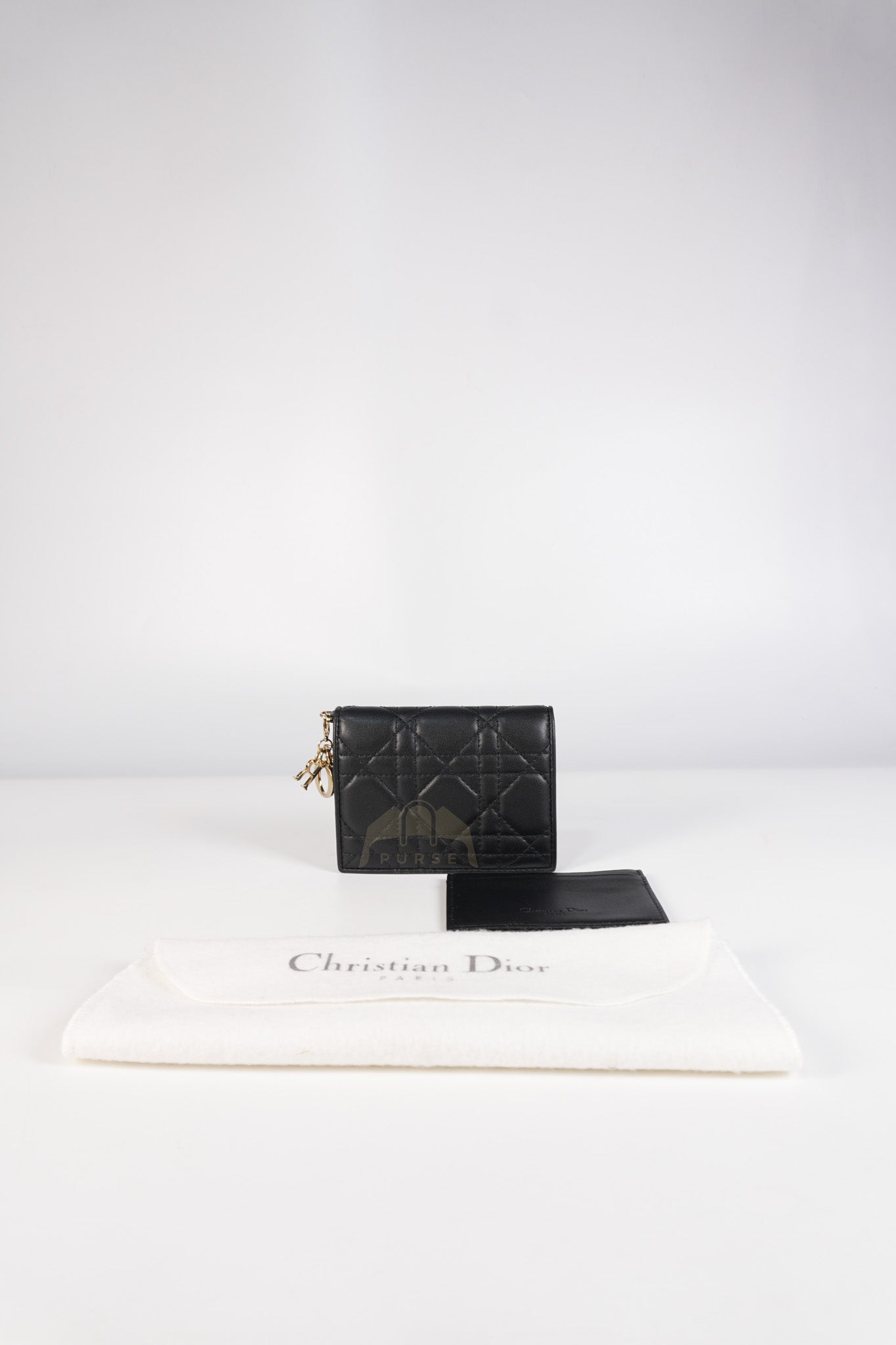 Lady Dior Flap Card Holder in Black Quilted Cannage Lambskin Leather | Purse Maison Luxury Bags Shop