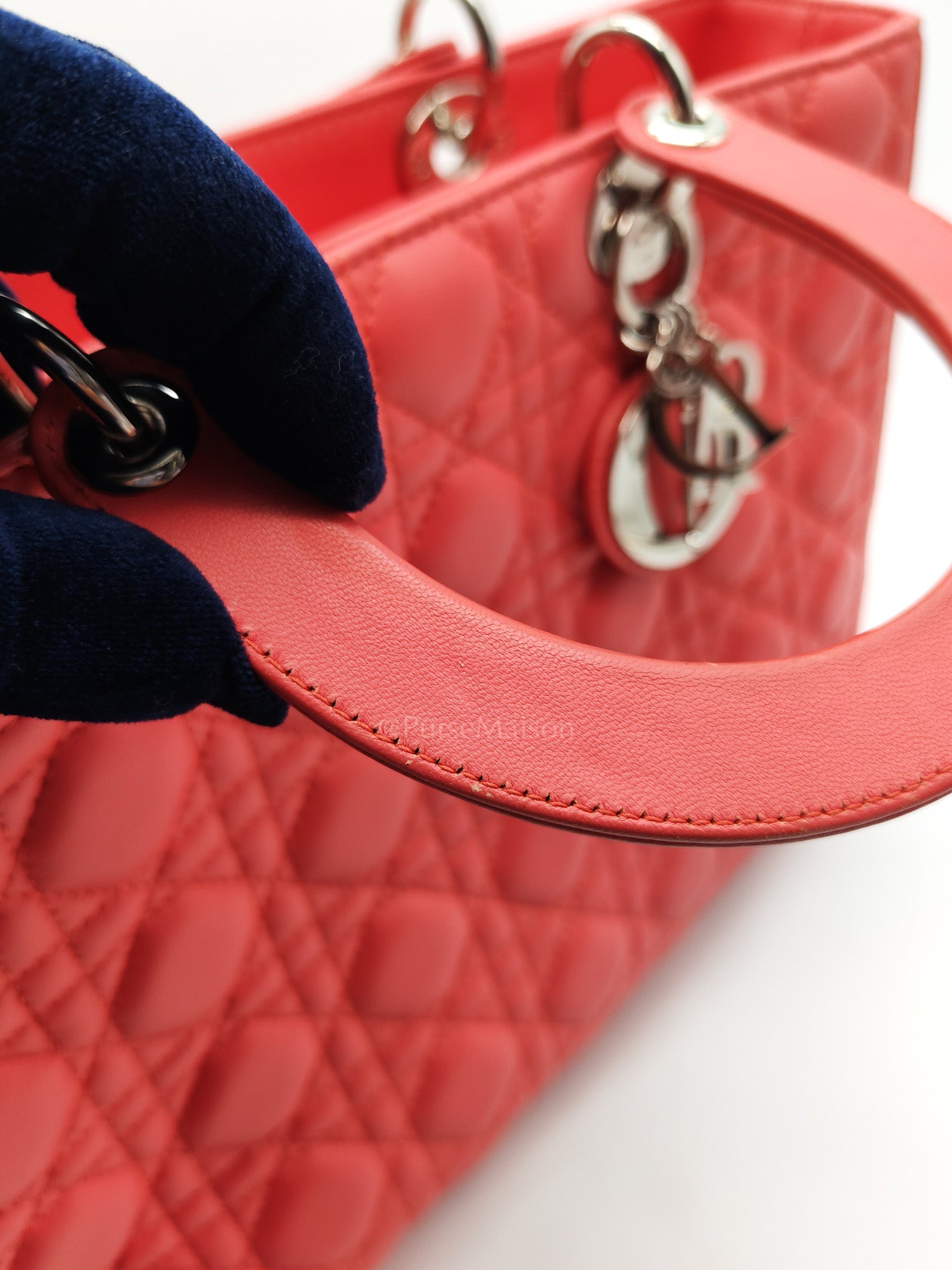 Christian Dior Lady Dior Large in Salmon Cannage Lambskin Leather Shoulder Bag | Purse Maison Luxury Bags Shop