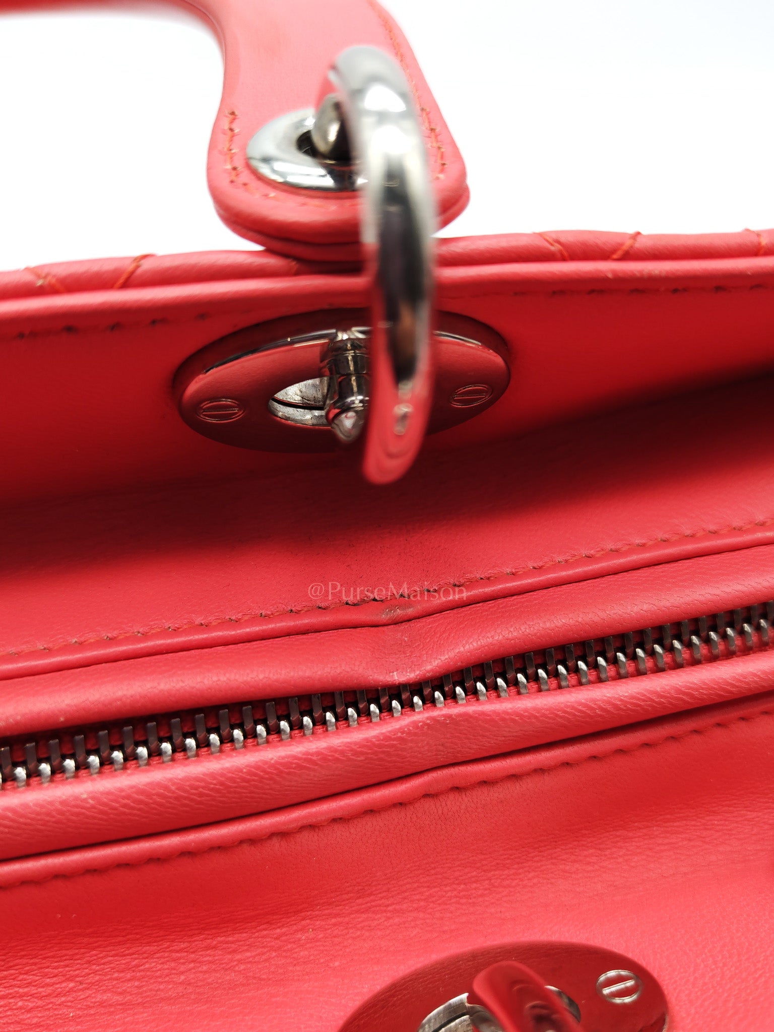 Christian Dior Lady Dior Large in Salmon Cannage Lambskin Leather Shoulder Bag | Purse Maison Luxury Bags Shop