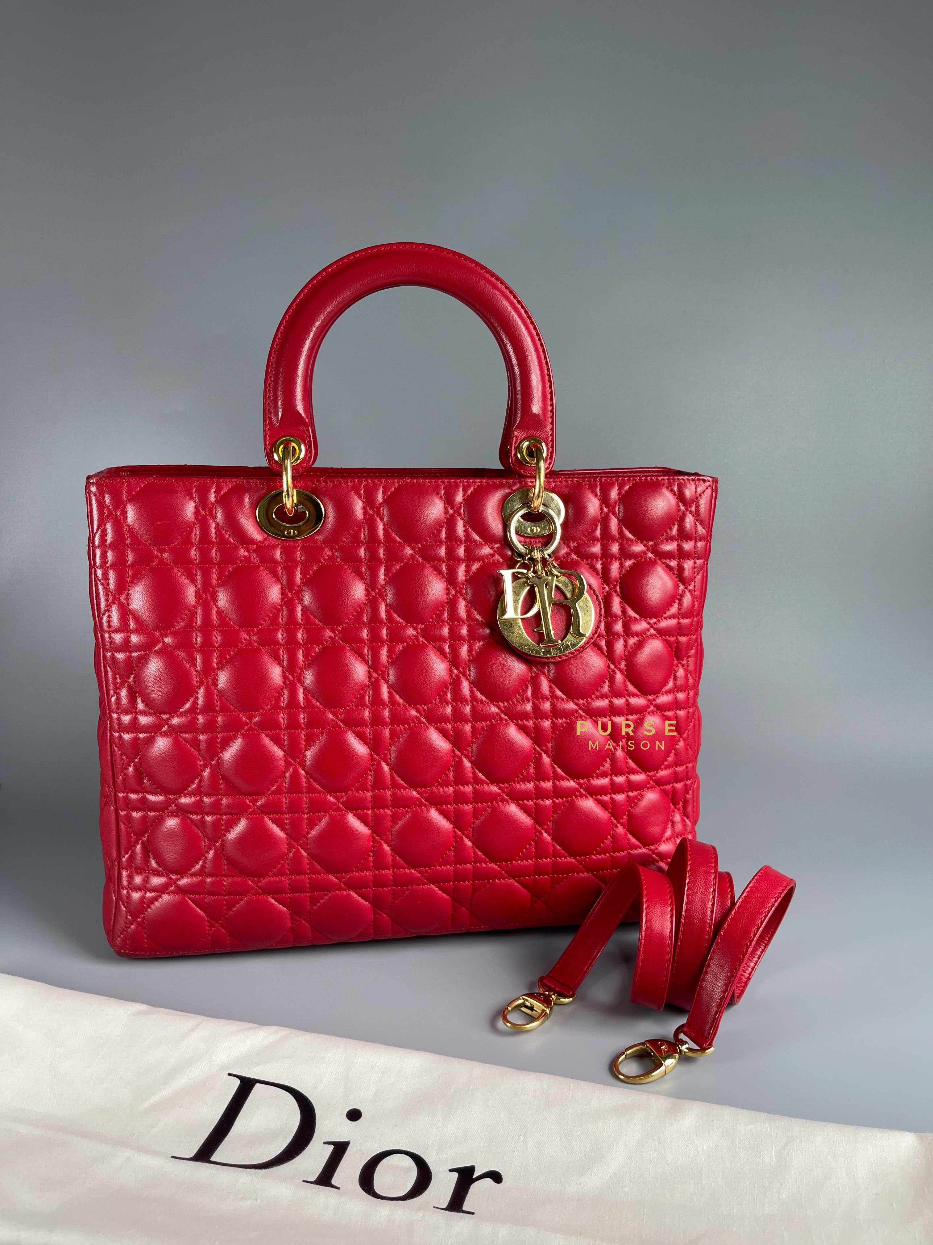 Lady dior red lambskin best sale