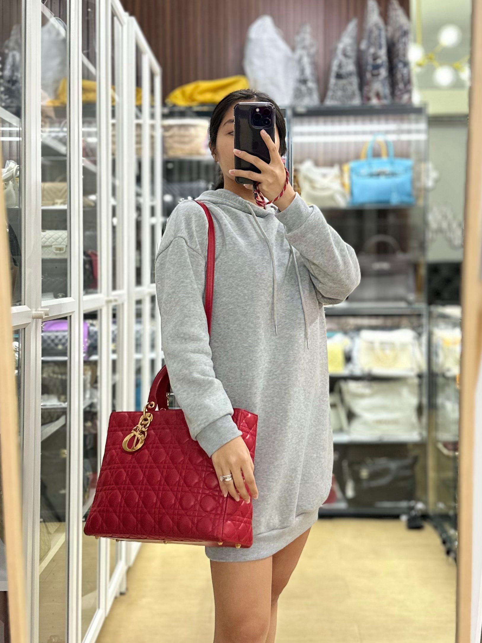 Christian Dior Lady Dior Large Cannage Quilt Lambskin Gold