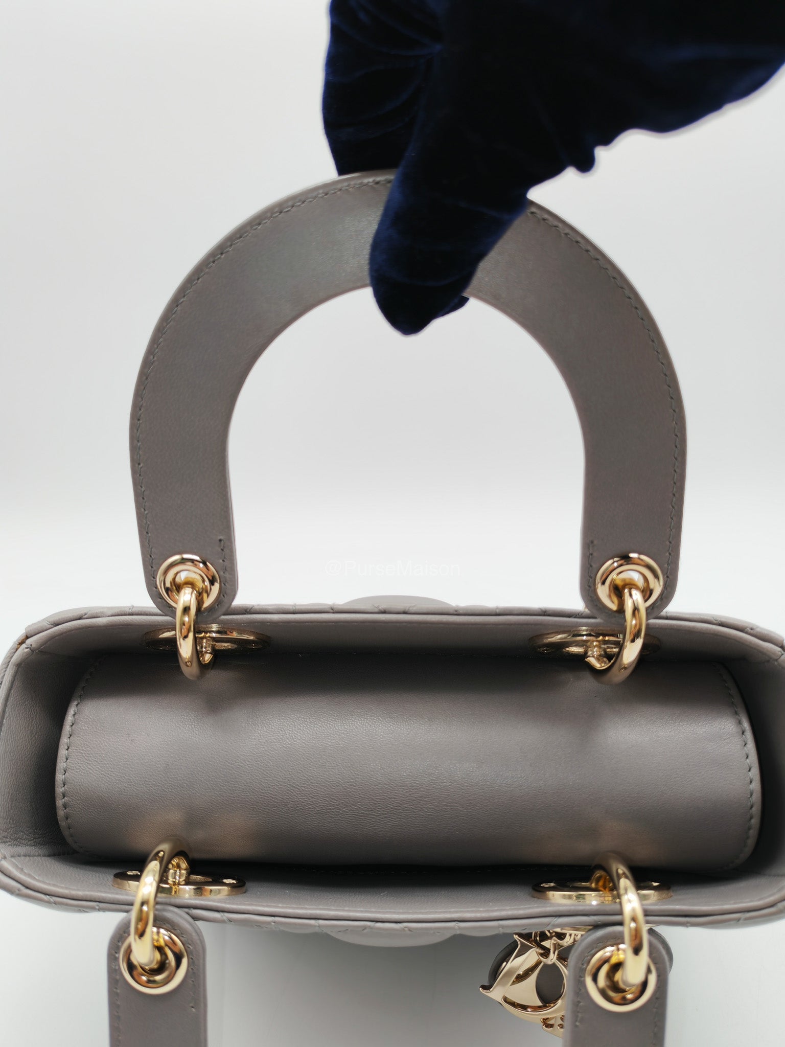 Christian Dior Lady Dior Lucky Badges in Gray Cannage Lambskin Leather Shoulder Bag | Purse Maison Luxury Bags Shop