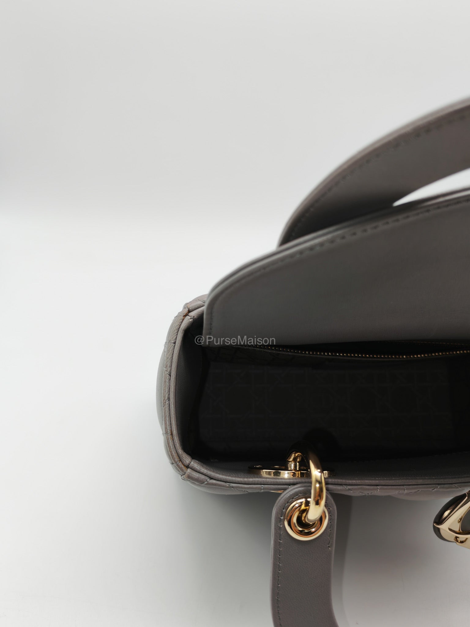 Christian Dior Lady Dior Lucky Badges in Gray Cannage Lambskin Leather Shoulder Bag | Purse Maison Luxury Bags Shop