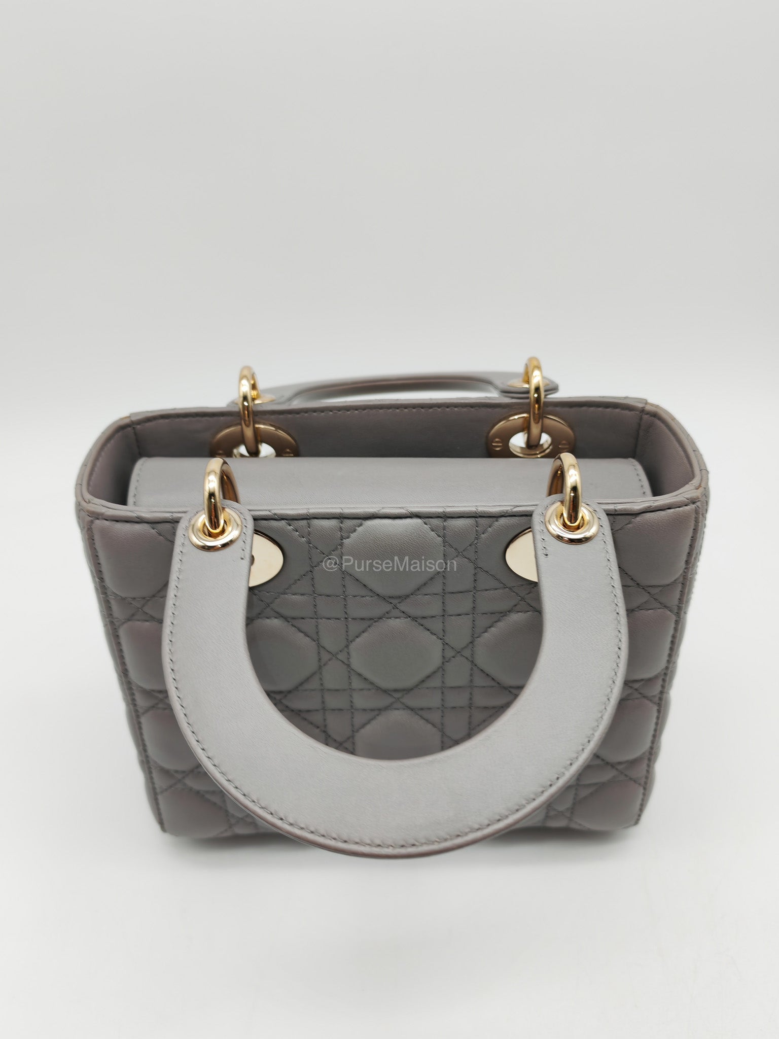 Christian Dior Lady Dior Lucky Badges in Gray Cannage Lambskin Leather Shoulder Bag | Purse Maison Luxury Bags Shop