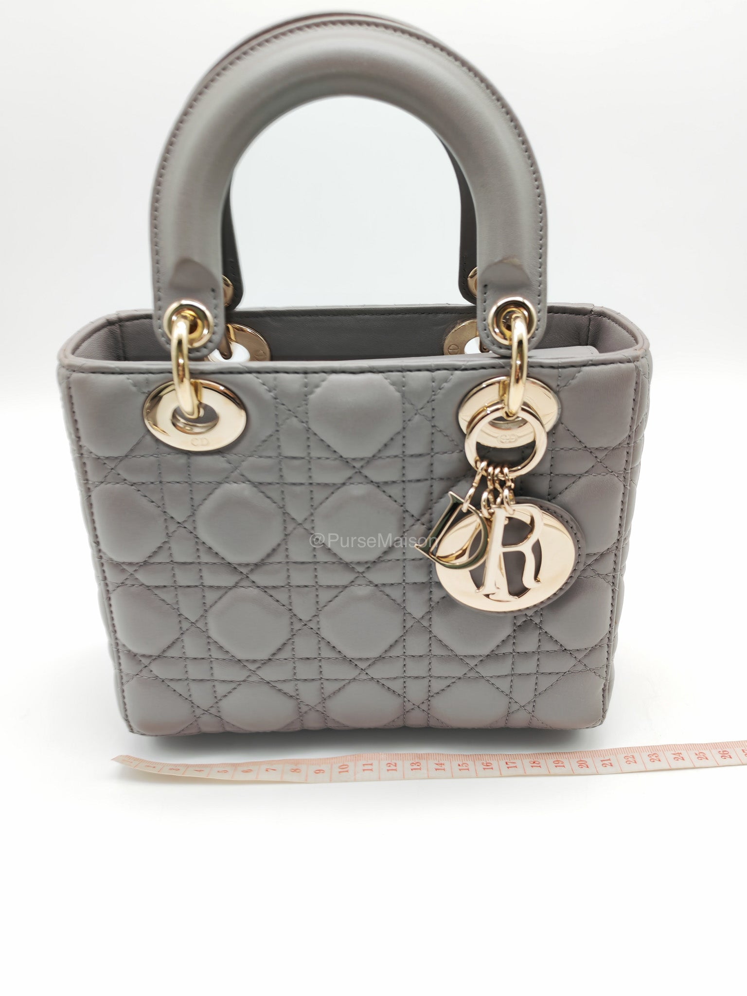 Christian Dior Lady Dior Lucky Badges in Gray Cannage Lambskin Leather Shoulder Bag | Purse Maison Luxury Bags Shop