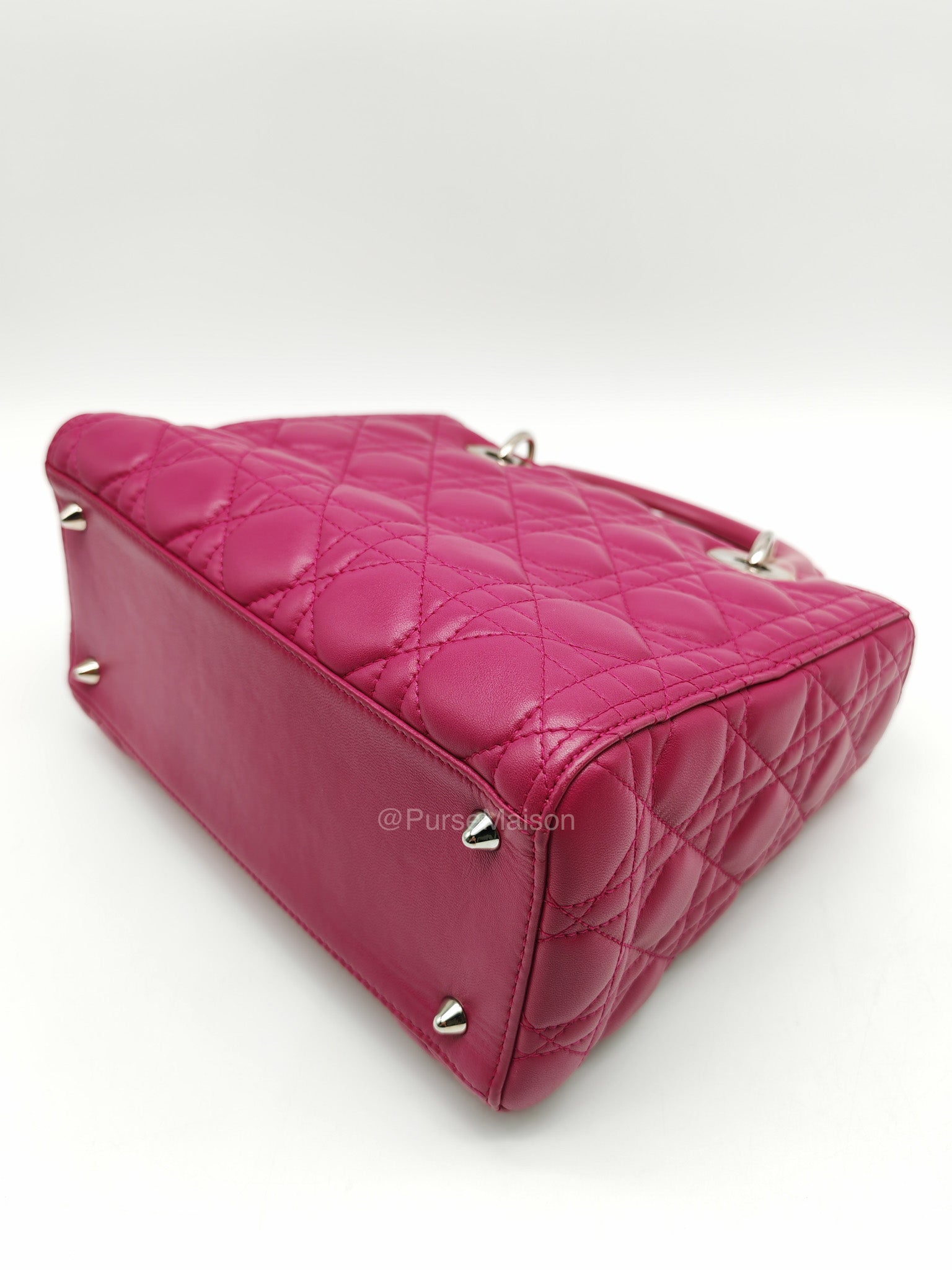 Christian Dior Lady Dior Medium in Dark Magenta Quilted Cannage Lambskin Leather Shoulder Bag | Purse Maison Luxury Bags Shop