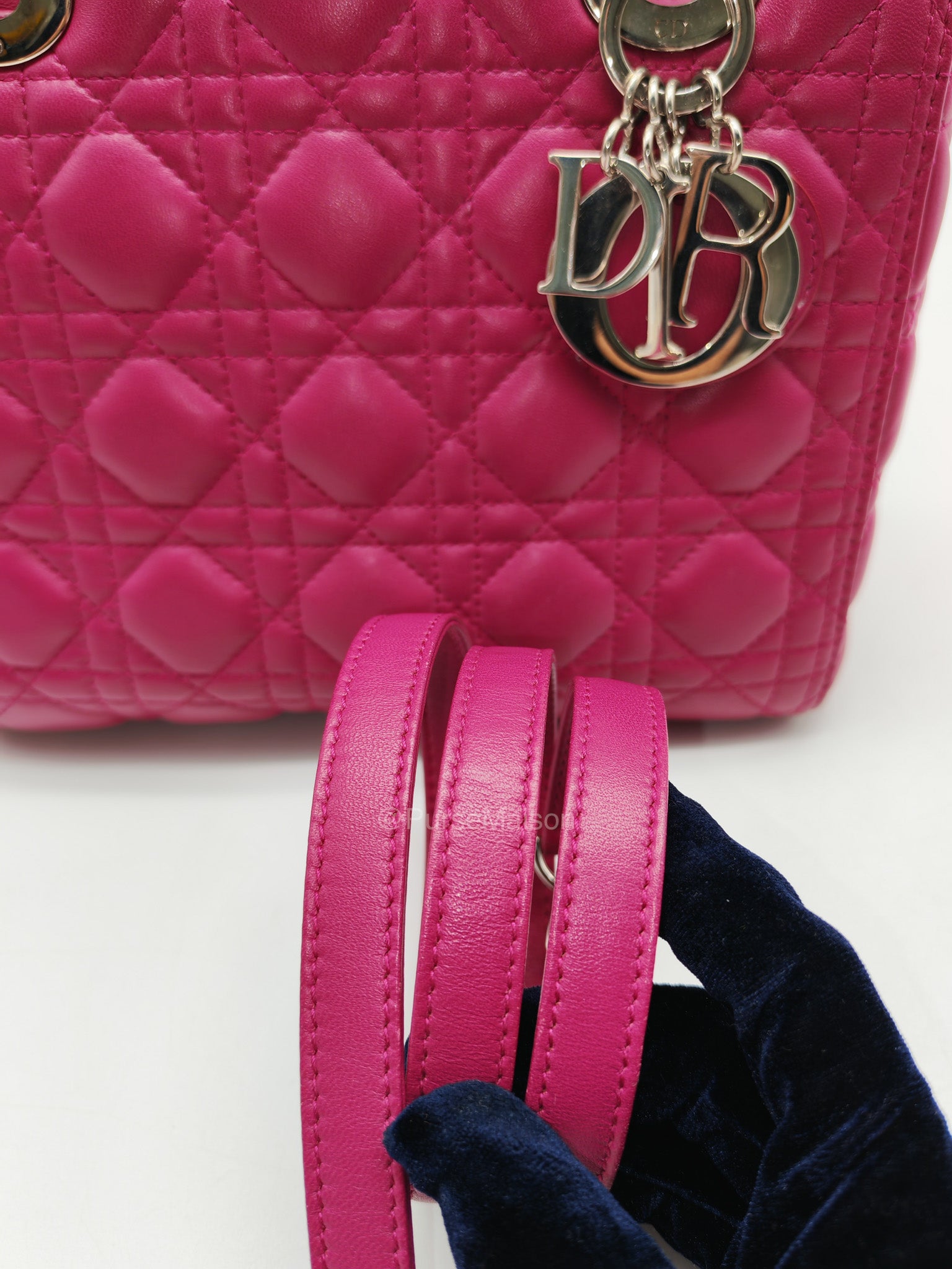 Christian Dior Lady Dior Medium in Dark Magenta Quilted Cannage Lambskin Leather Shoulder Bag | Purse Maison Luxury Bags Shop