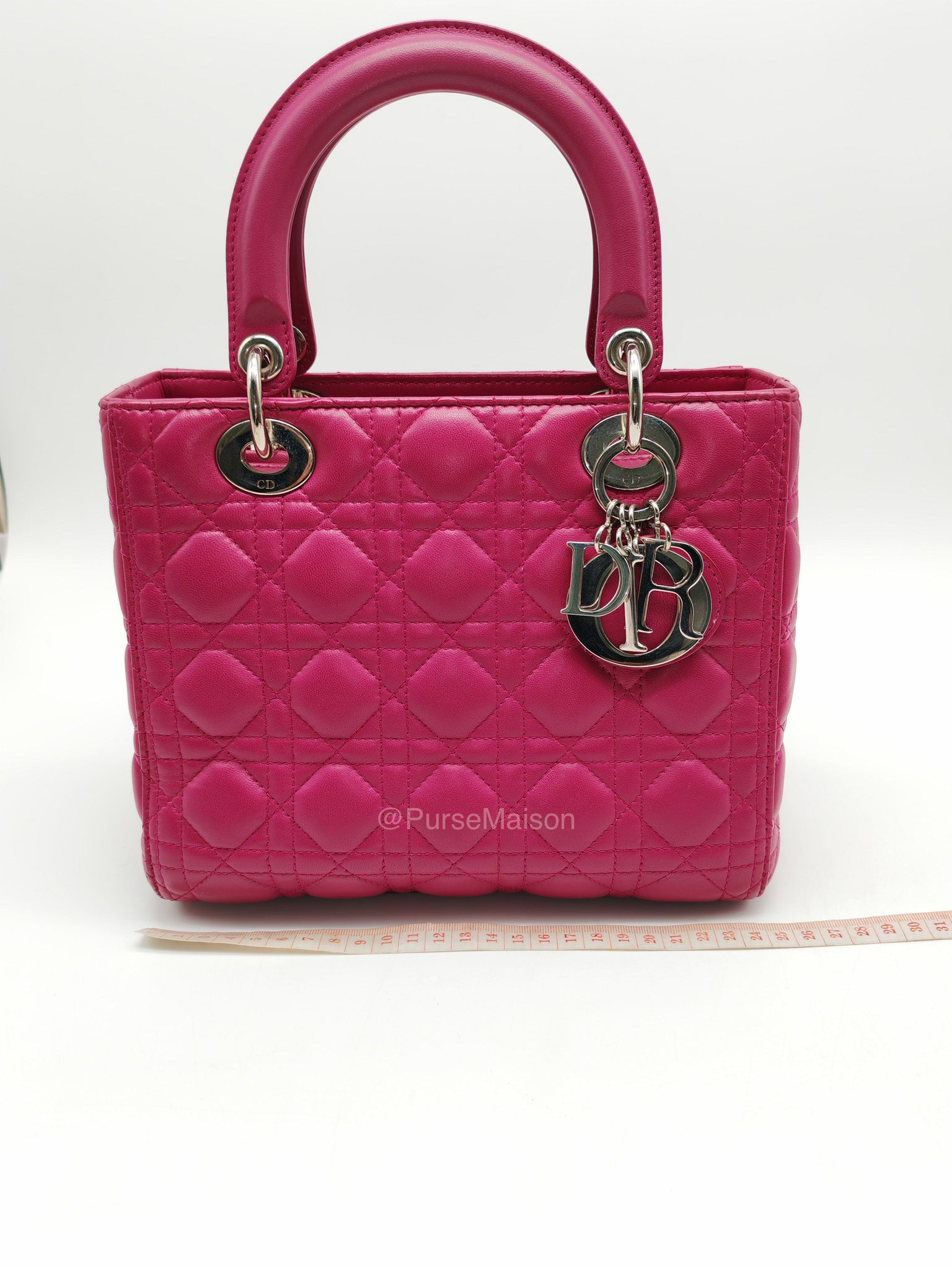 Christian Dior Lady Dior Medium in Dark Magenta Quilted Cannage Lambskin Leather Shoulder Bag | Purse Maison Luxury Bags Shop