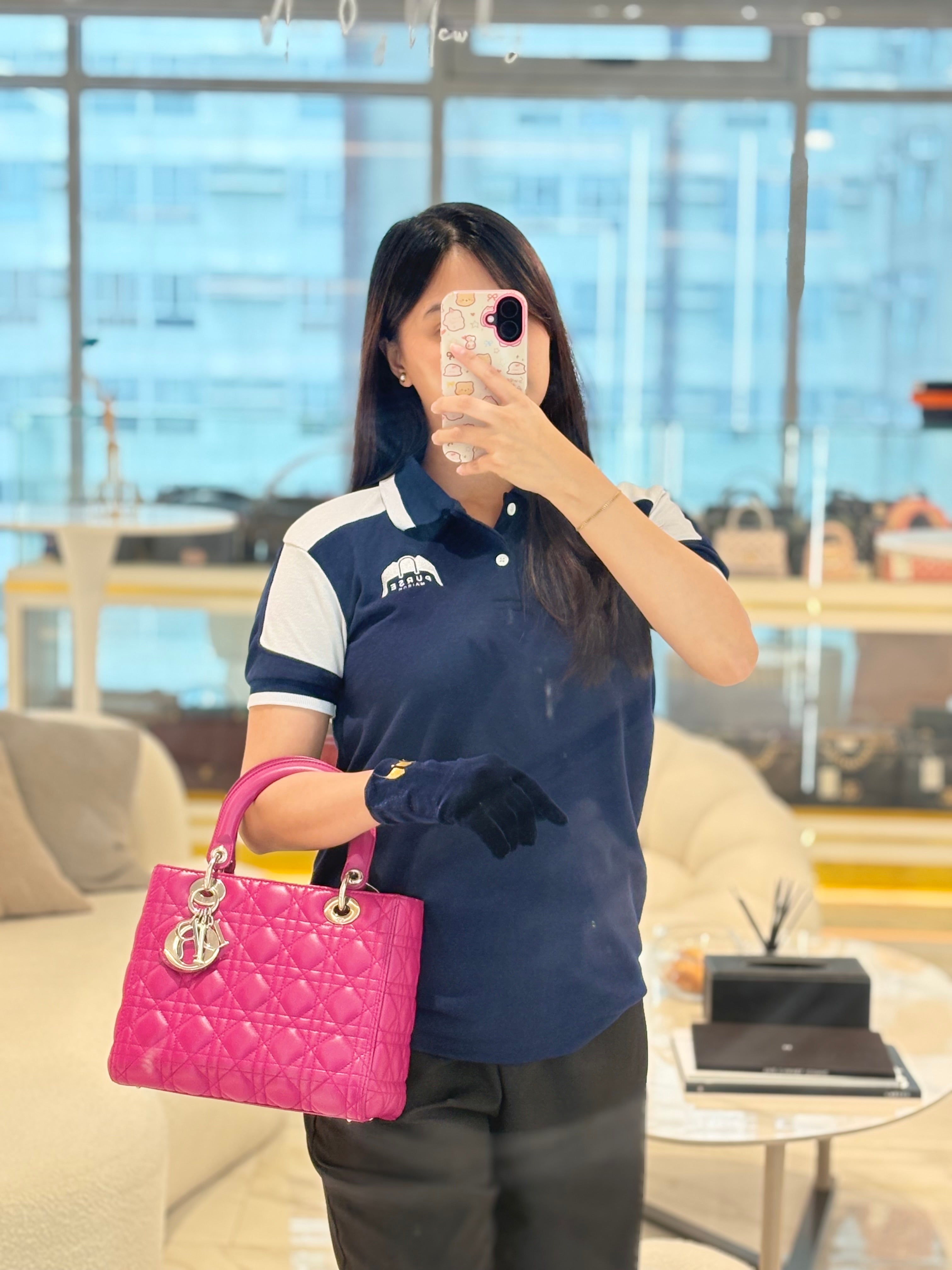 Christian Dior Lady Dior Medium in Dark Magenta Quilted Cannage Lambskin Leather Shoulder Bag | Purse Maison Luxury Bags Shop