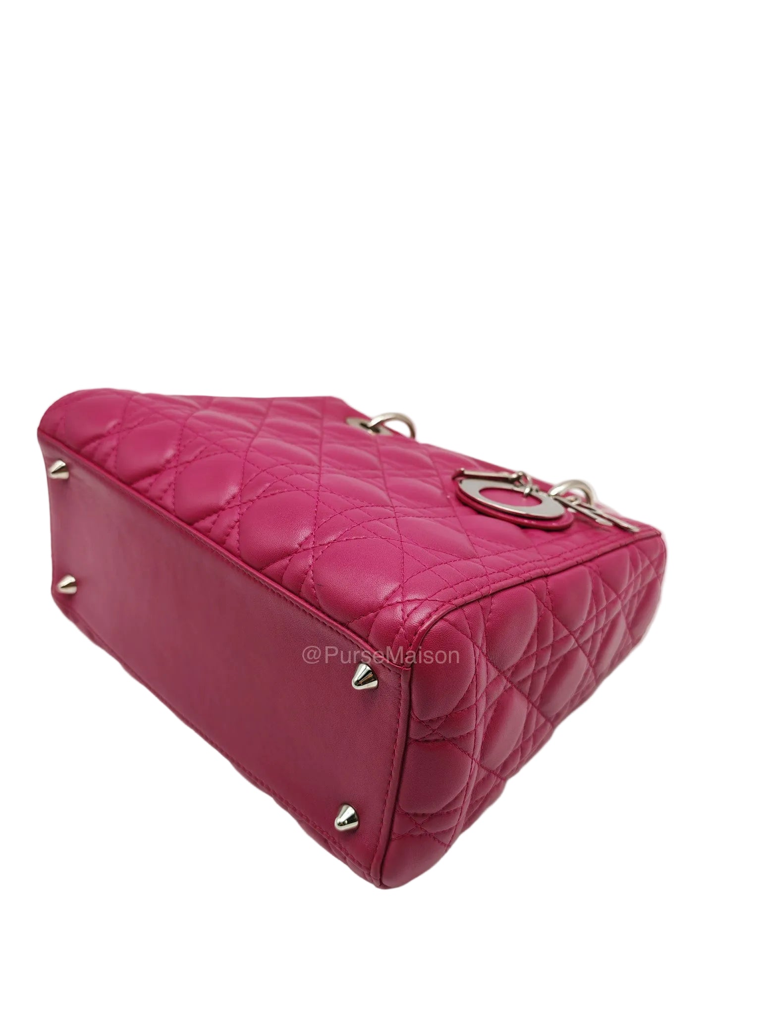 Christian Dior Lady Dior Medium in Dark Magenta Quilted Cannage Lambskin Leather Shoulder Bag | Purse Maison Luxury Bags Shop
