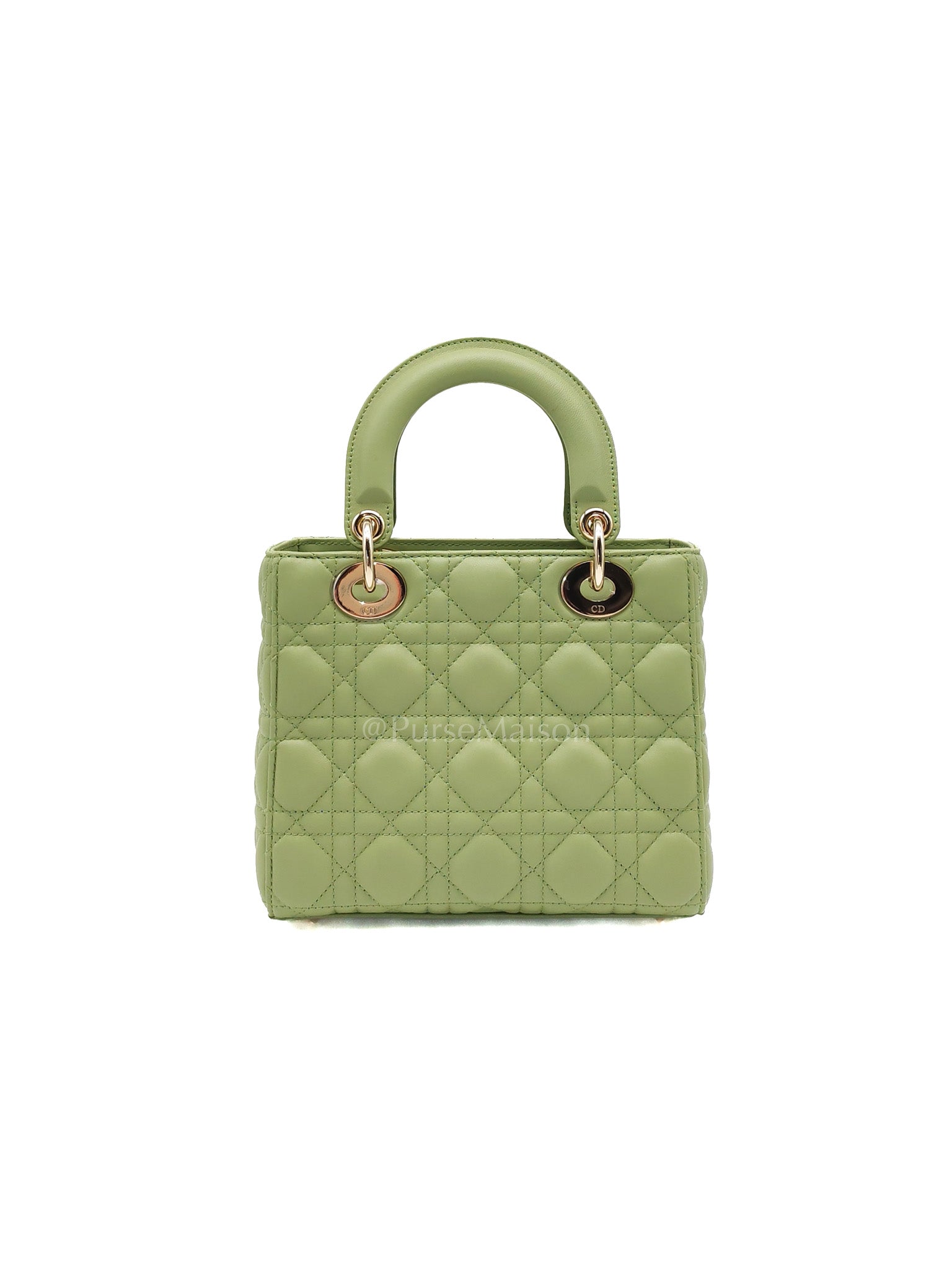 Lady Dior My ABCDior Bag Small in Sage Green Quilted Cannage Lambskin Leather and Light Gold Hardware | Purse Maison Luxury Bags Shop