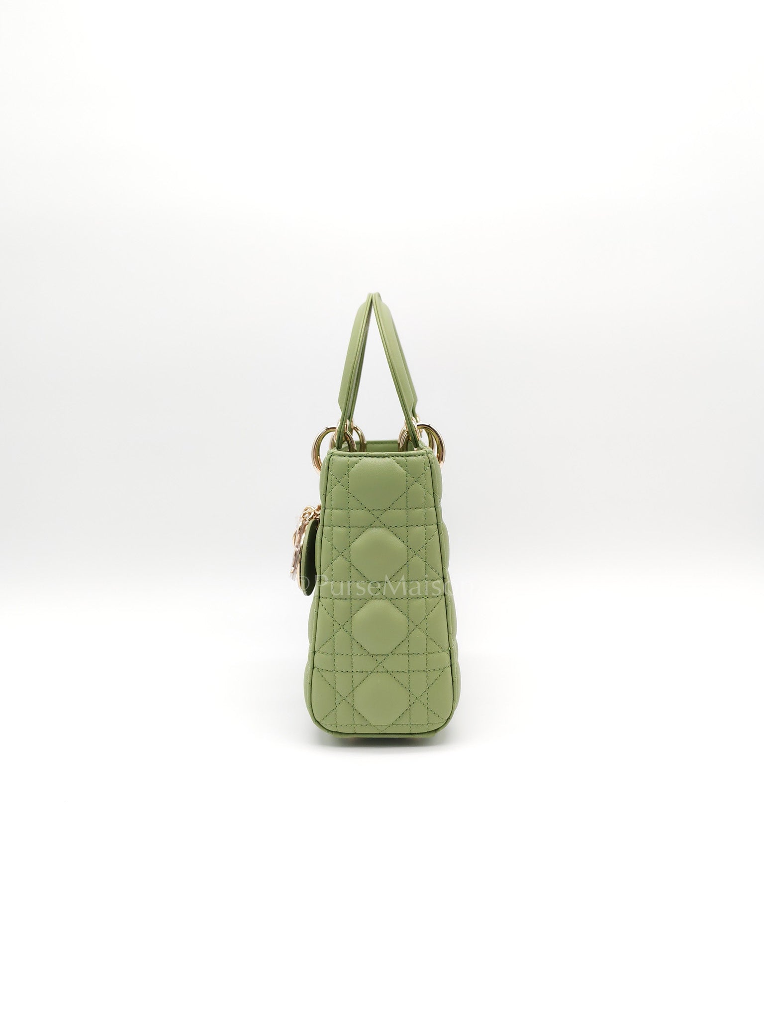 Lady Dior My ABCDior Bag Small in Sage Green Quilted Cannage Lambskin Leather and Light Gold Hardware | Purse Maison Luxury Bags Shop