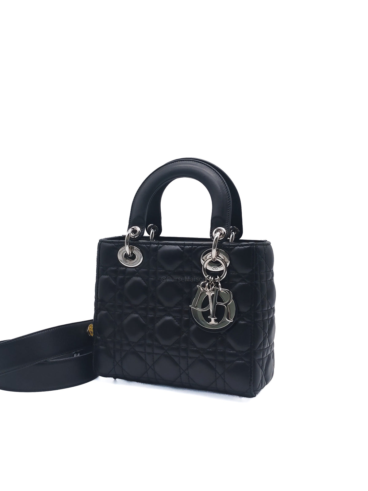 Christian Dior Lady Dior MyABCDior Small in Black Quilted Cannage Lambskin Leather & Silver Hardware | Purse Maison Luxury Bags Shop