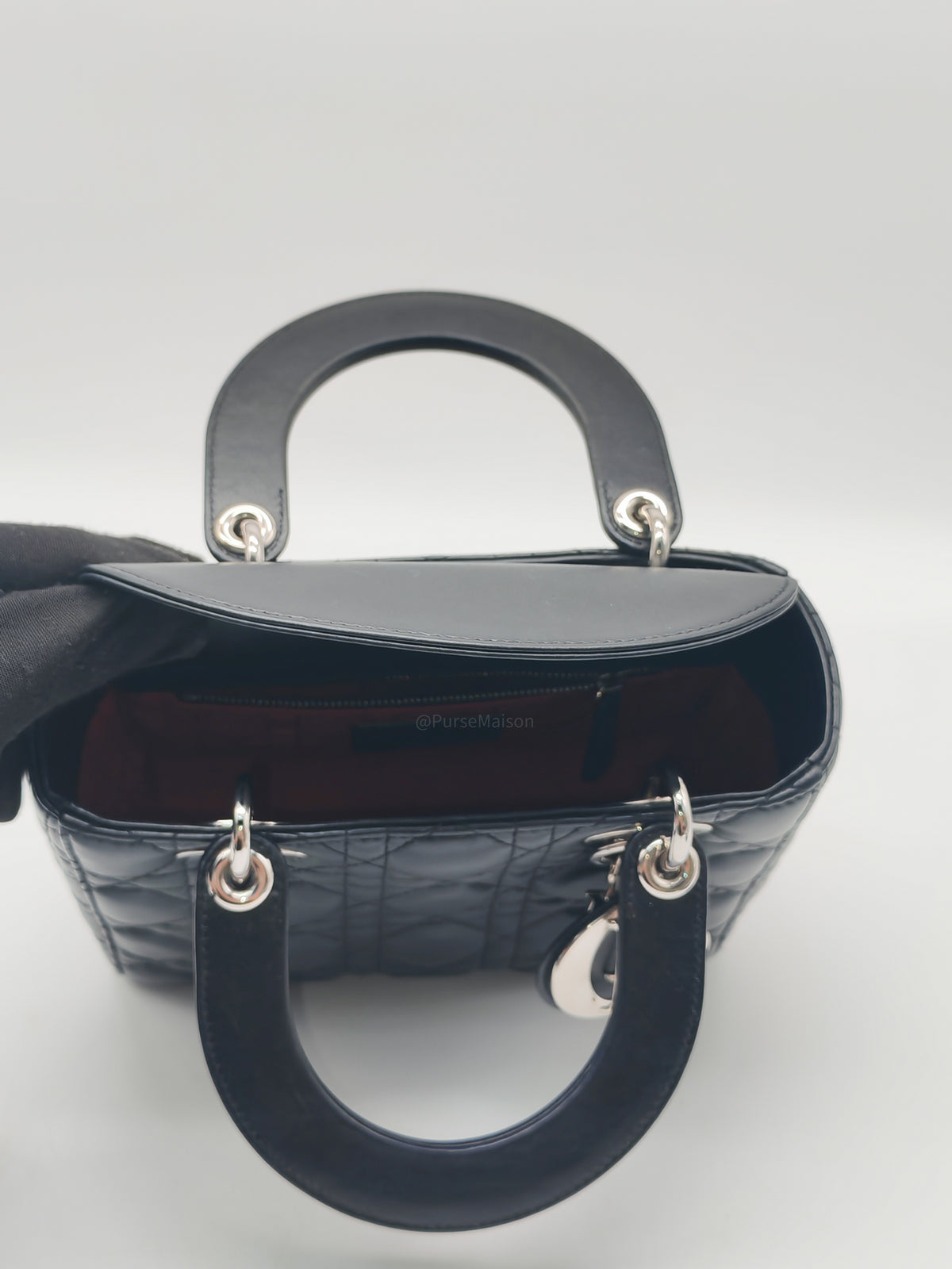 Christian Dior Lady Dior MyABCDior Small in Black Quilted Cannage Lambskin Leather & Silver Hardware | Purse Maison Luxury Bags Shop