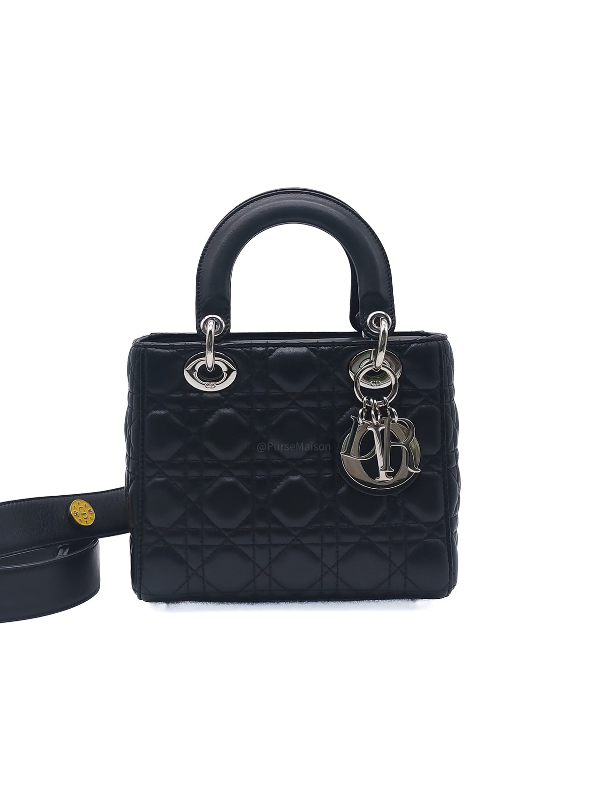 Christian Dior Lady Dior MyABCDior Small in Black Quilted Cannage Lambskin Leather & Silver Hardware | Purse Maison Luxury Bags Shop