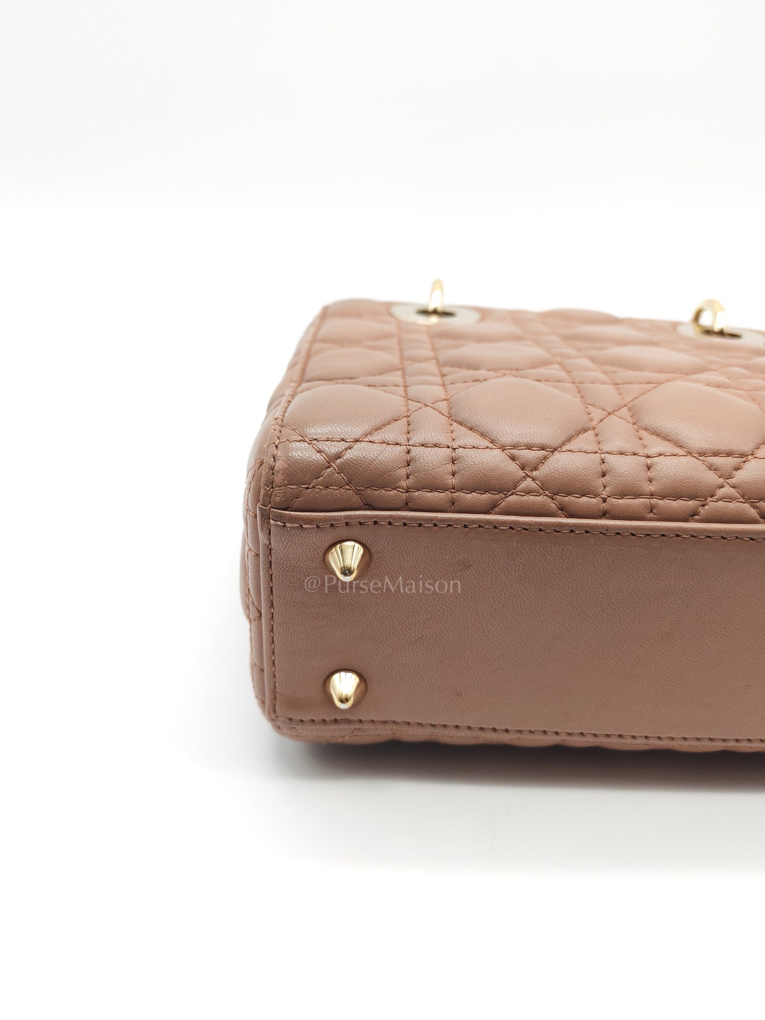 Christian Dior Lady Dior MyABCDior Small in Powder Beige Cannage Lambskin Leather and Light Gold Hardware | Purse Maison Luxury Bags Shop