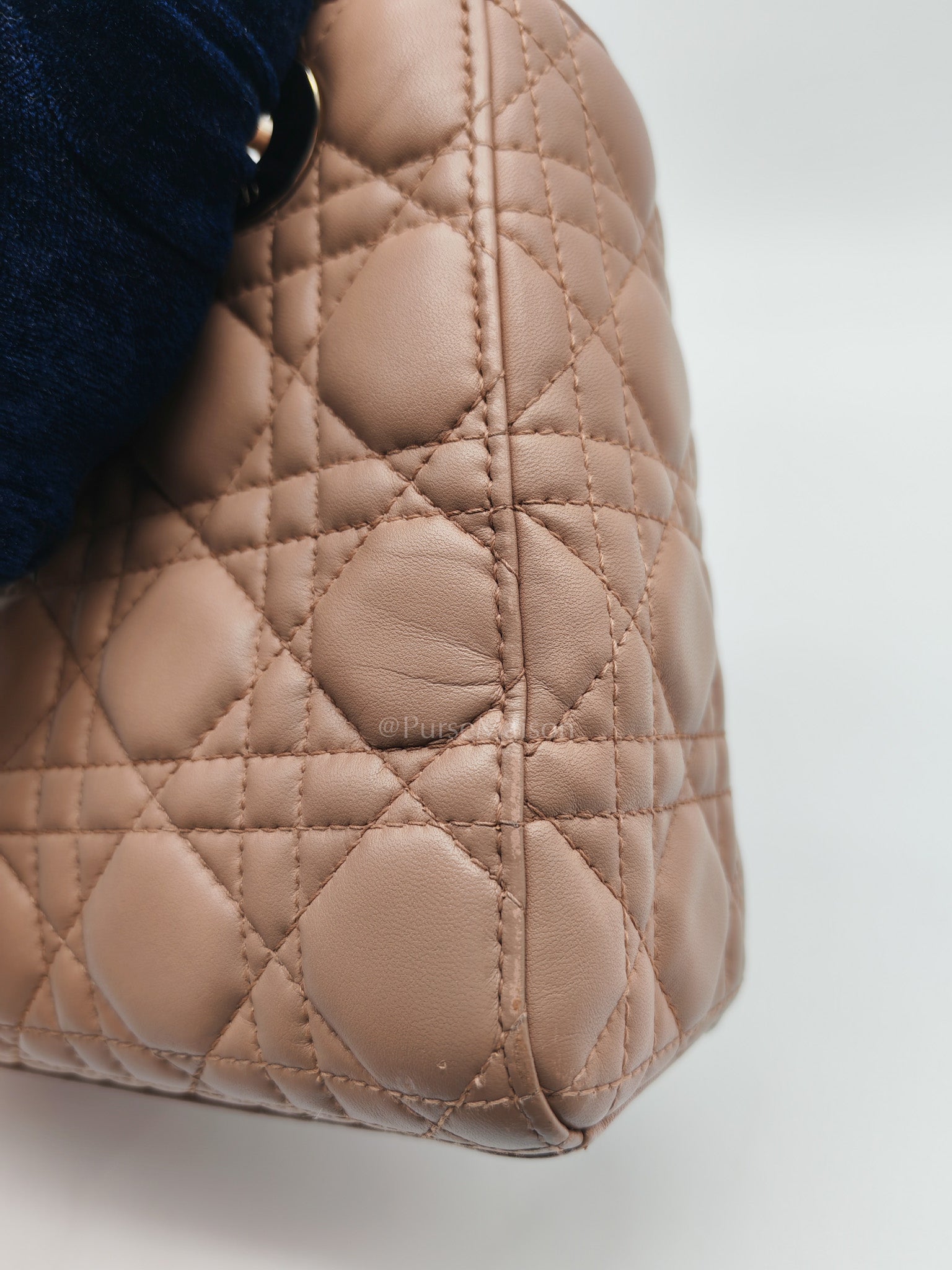 Christian Dior Lady Dior MyABCDior Small in Powder Beige Cannage Lambskin Leather and Light Gold Hardware | Purse Maison Luxury Bags Shop