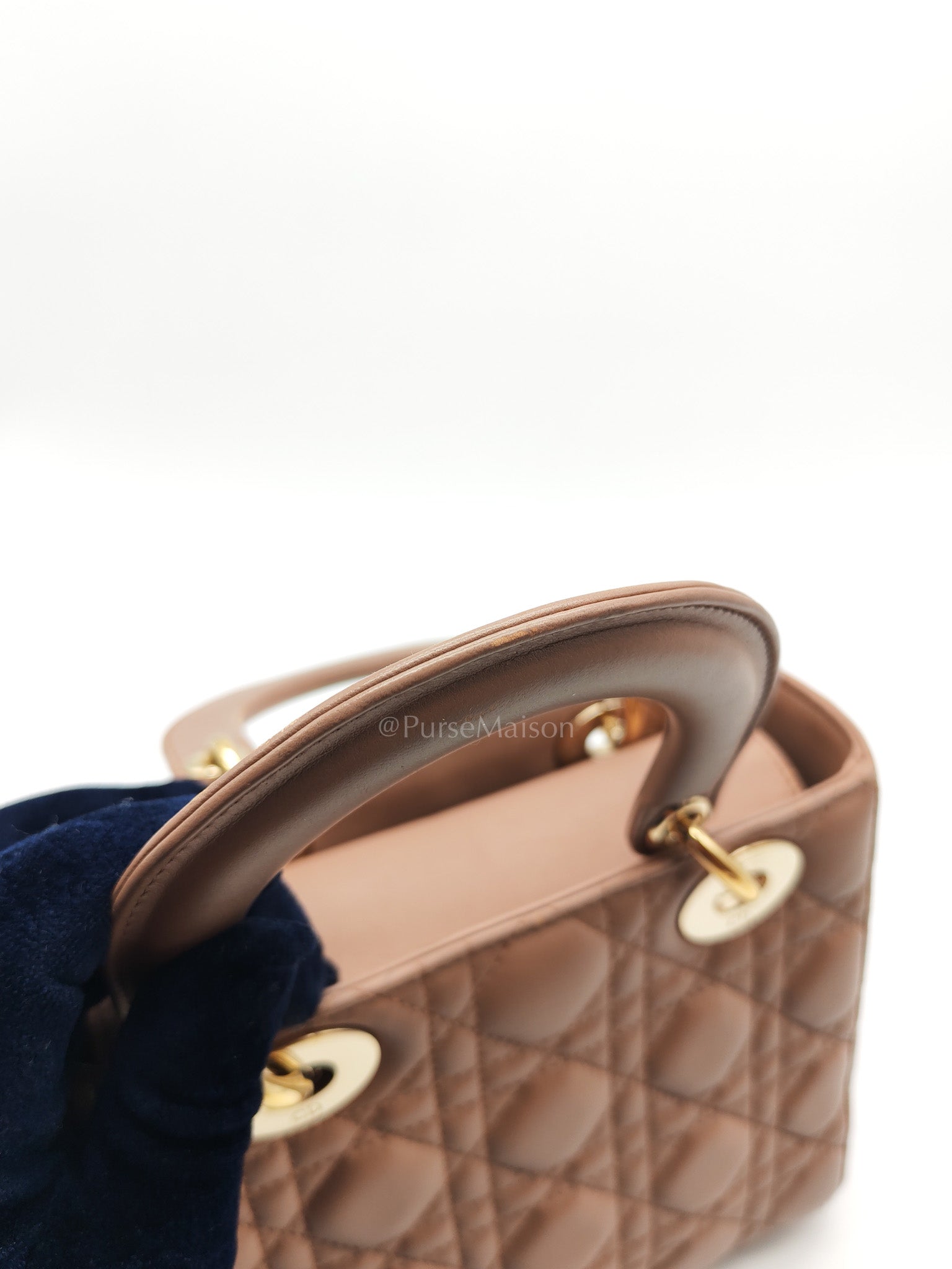 Christian Dior Lady Dior MyABCDior Small in Powder Beige Cannage Lambskin Leather and Light Gold Hardware | Purse Maison Luxury Bags Shop