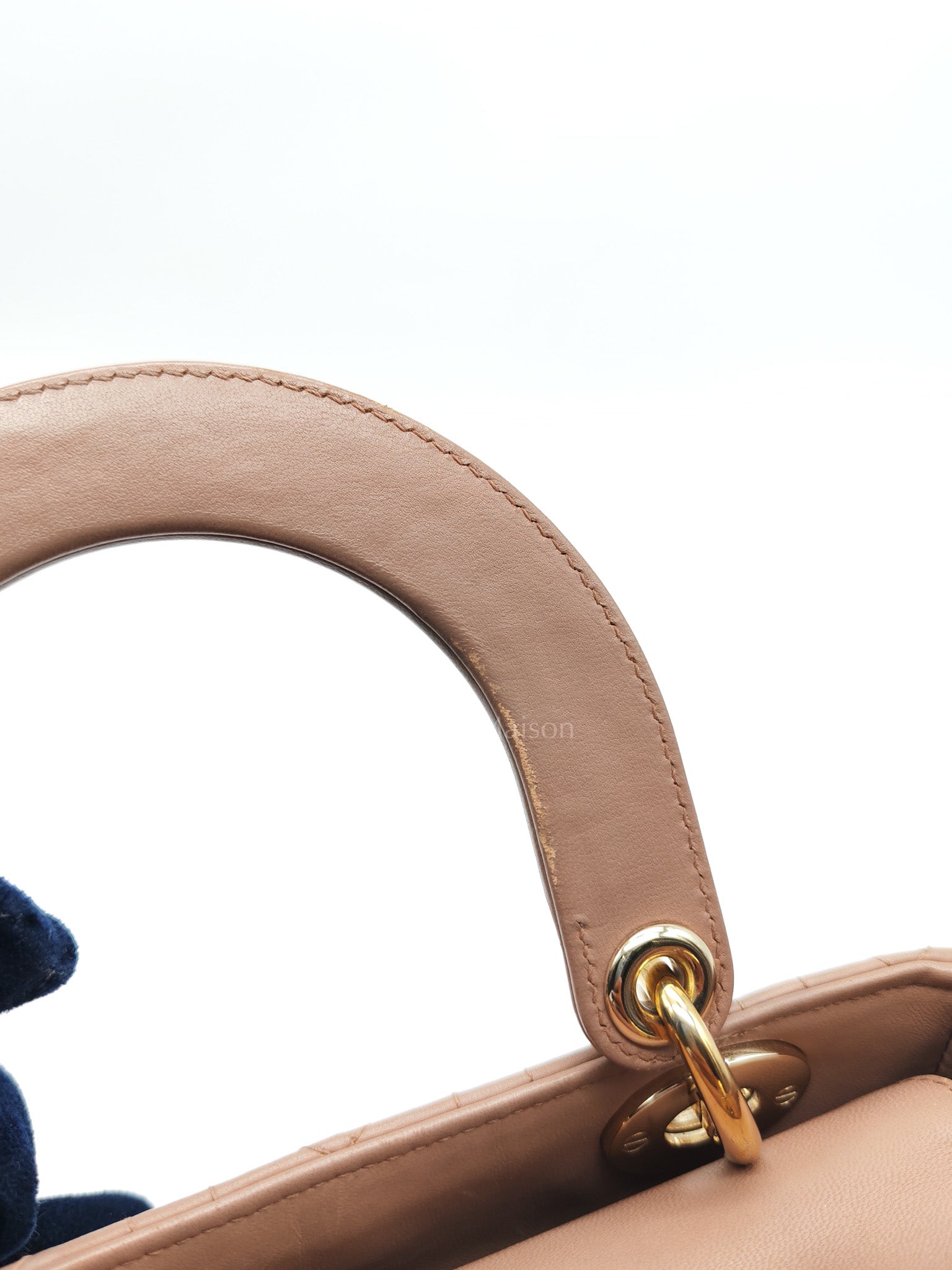 Christian Dior Lady Dior MyABCDior Small in Powder Beige Cannage Lambskin Leather and Light Gold Hardware | Purse Maison Luxury Bags Shop