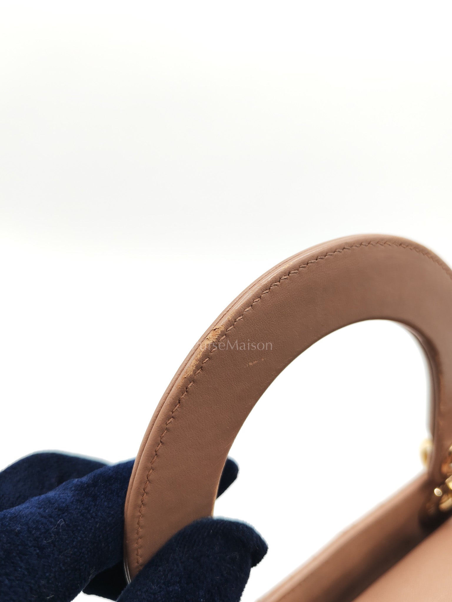 Christian Dior Lady Dior MyABCDior Small in Powder Beige Cannage Lambskin Leather and Light Gold Hardware | Purse Maison Luxury Bags Shop