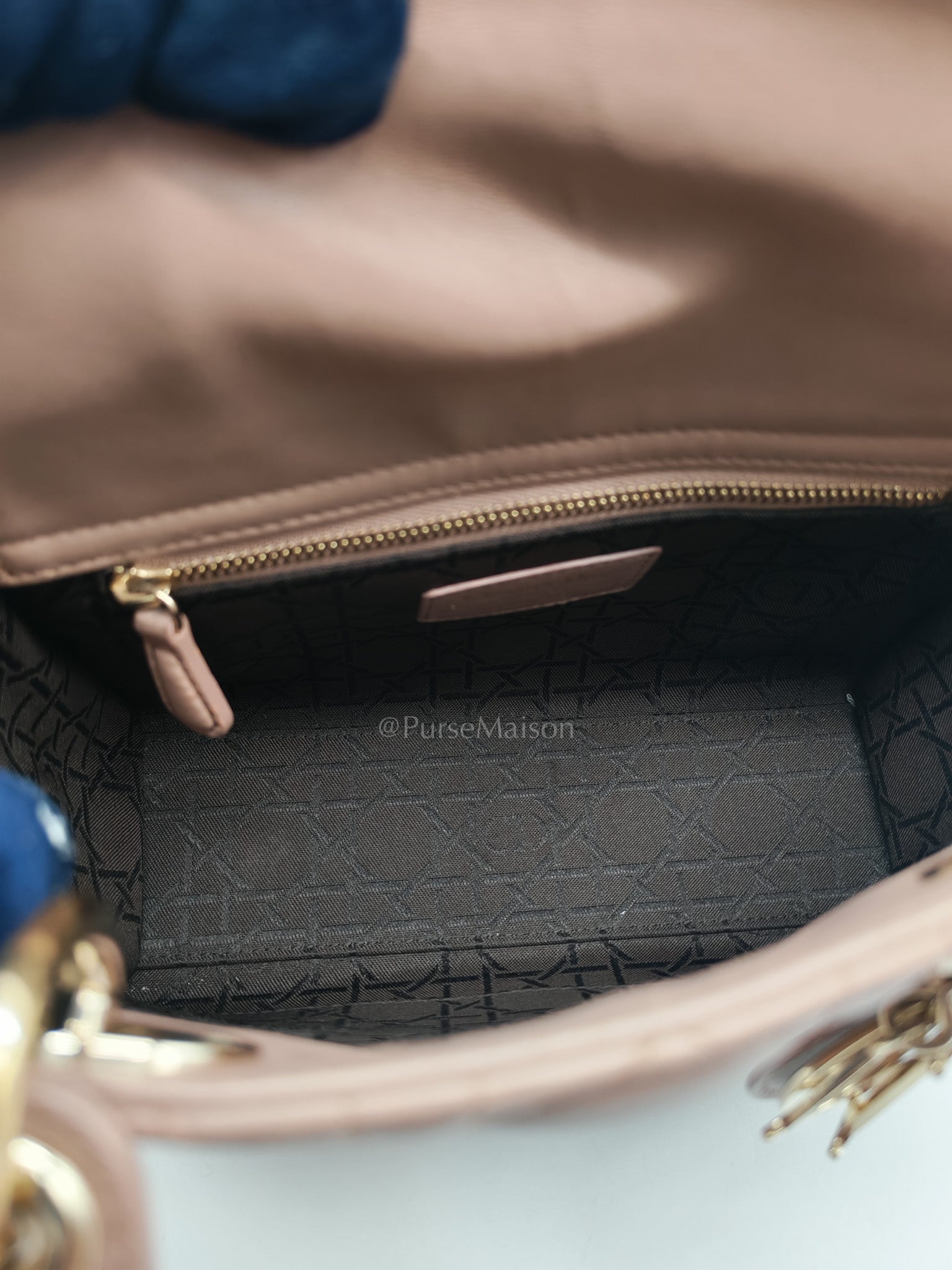 Christian Dior Lady Dior MyABCDior Small in Powder Beige Cannage Lambskin Leather and Light Gold Hardware | Purse Maison Luxury Bags Shop