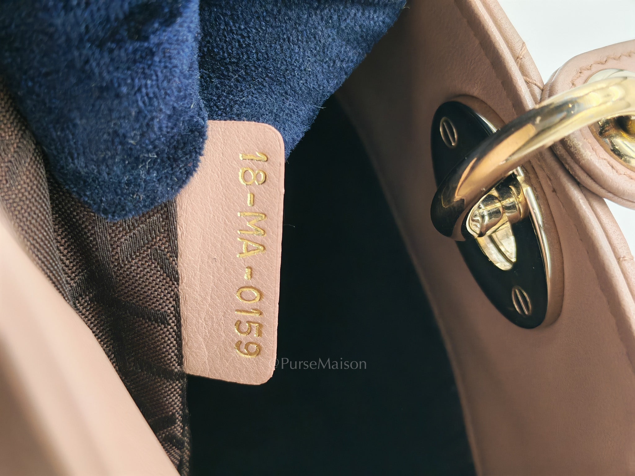 Christian Dior Lady Dior MyABCDior Small in Powder Beige Cannage Lambskin Leather and Light Gold Hardware | Purse Maison Luxury Bags Shop