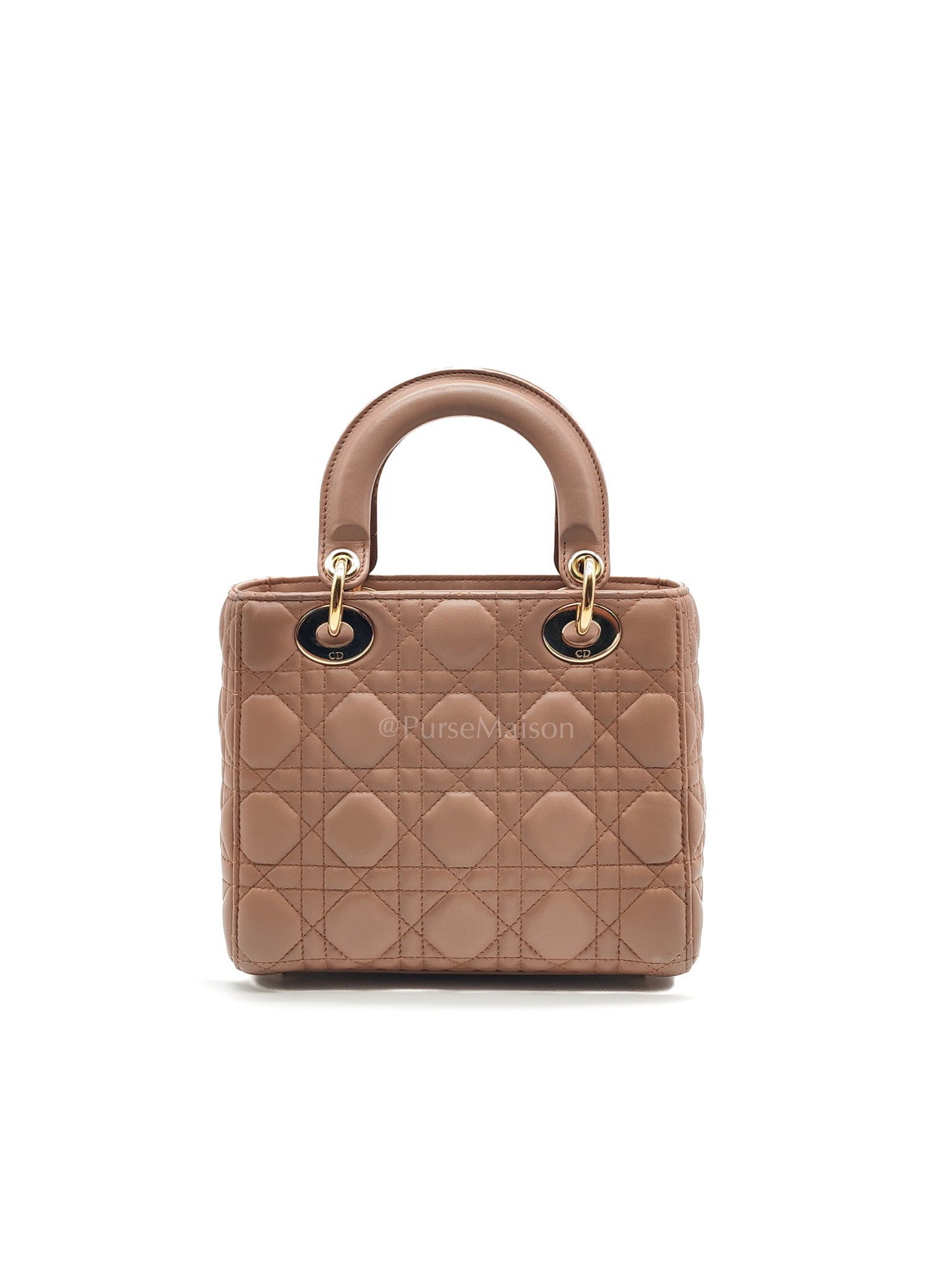 Christian Dior Lady Dior MyABCDior Small in Powder Beige Cannage Lambskin Leather and Light Gold Hardware | Purse Maison Luxury Bags Shop