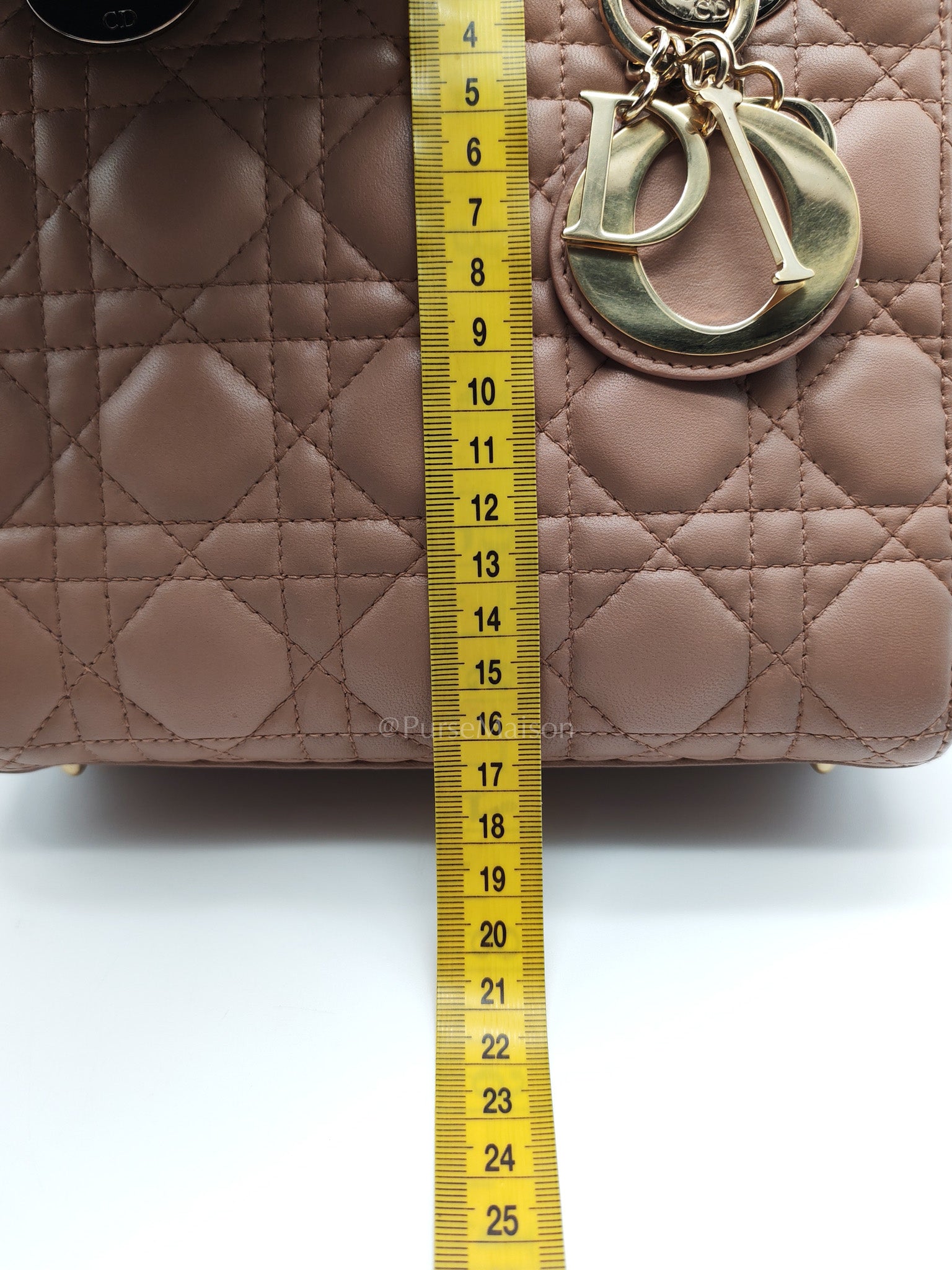 Christian Dior Lady Dior MyABCDior Small in Powder Beige Cannage Lambskin Leather and Light Gold Hardware | Purse Maison Luxury Bags Shop