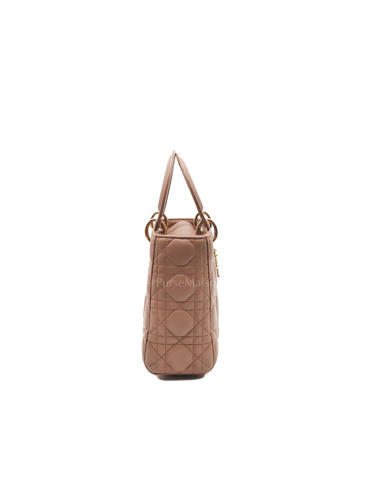 Christian Dior Lady Dior MyABCDior Small in Powder Beige Cannage Lambskin Leather and Light Gold Hardware | Purse Maison Luxury Bags Shop