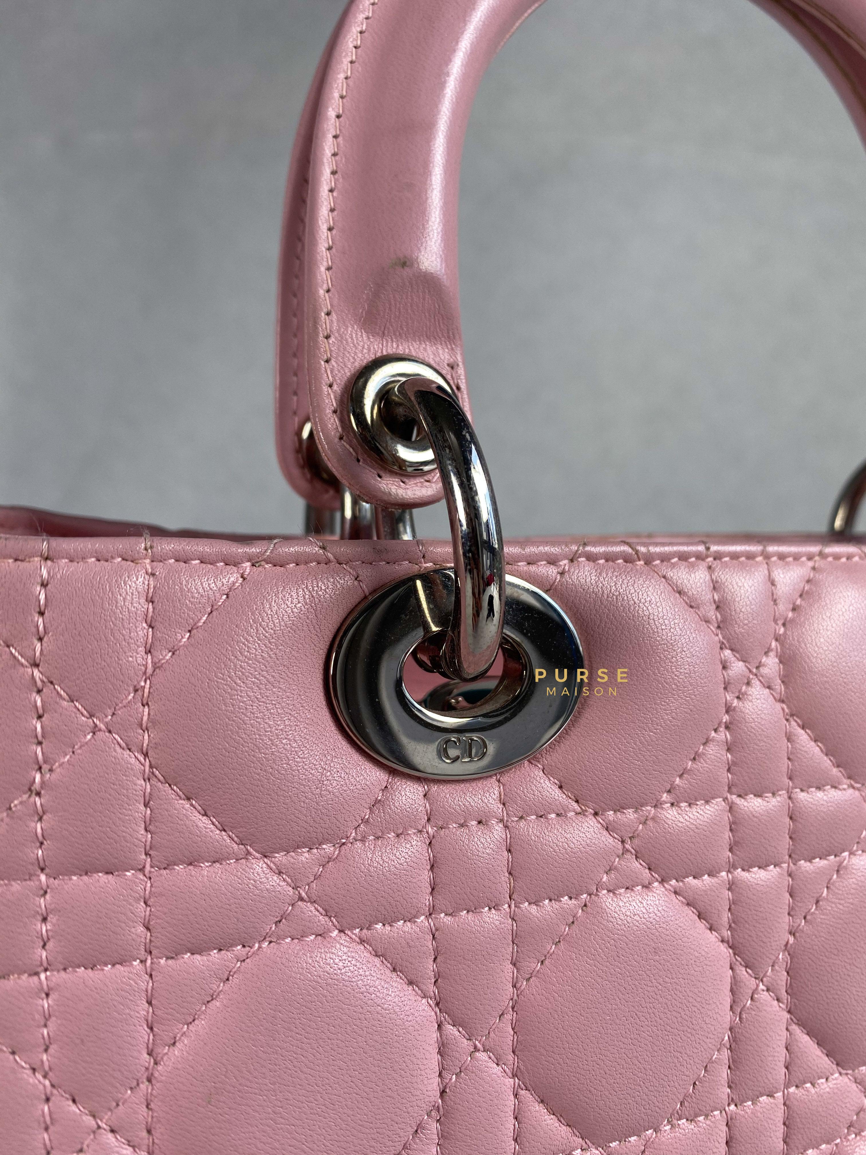 Christian Dior Lady Dior Pink Medium Silver Hardware Lambskin | Purse Maison Luxury Bags Shop