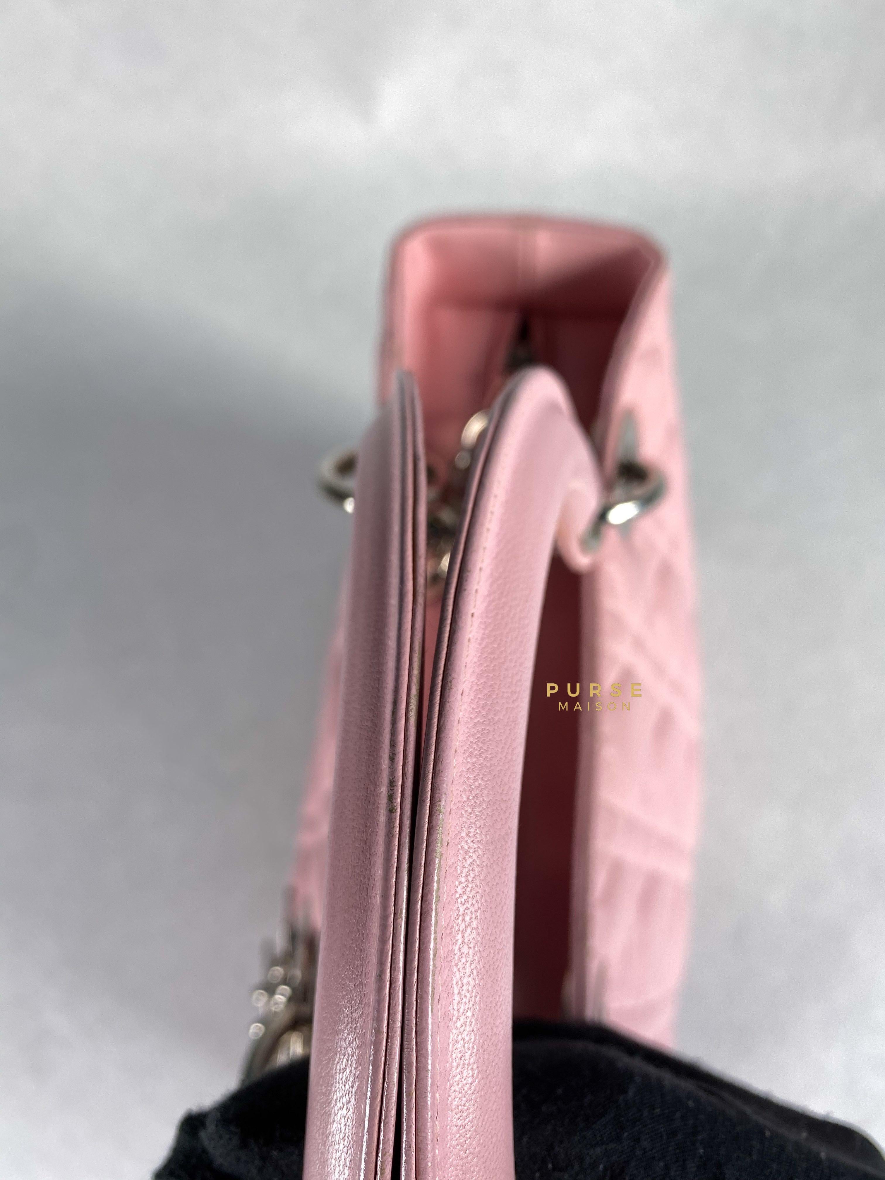 Christian Dior Lady Dior Pink Medium Silver Hardware Lambskin | Purse Maison Luxury Bags Shop