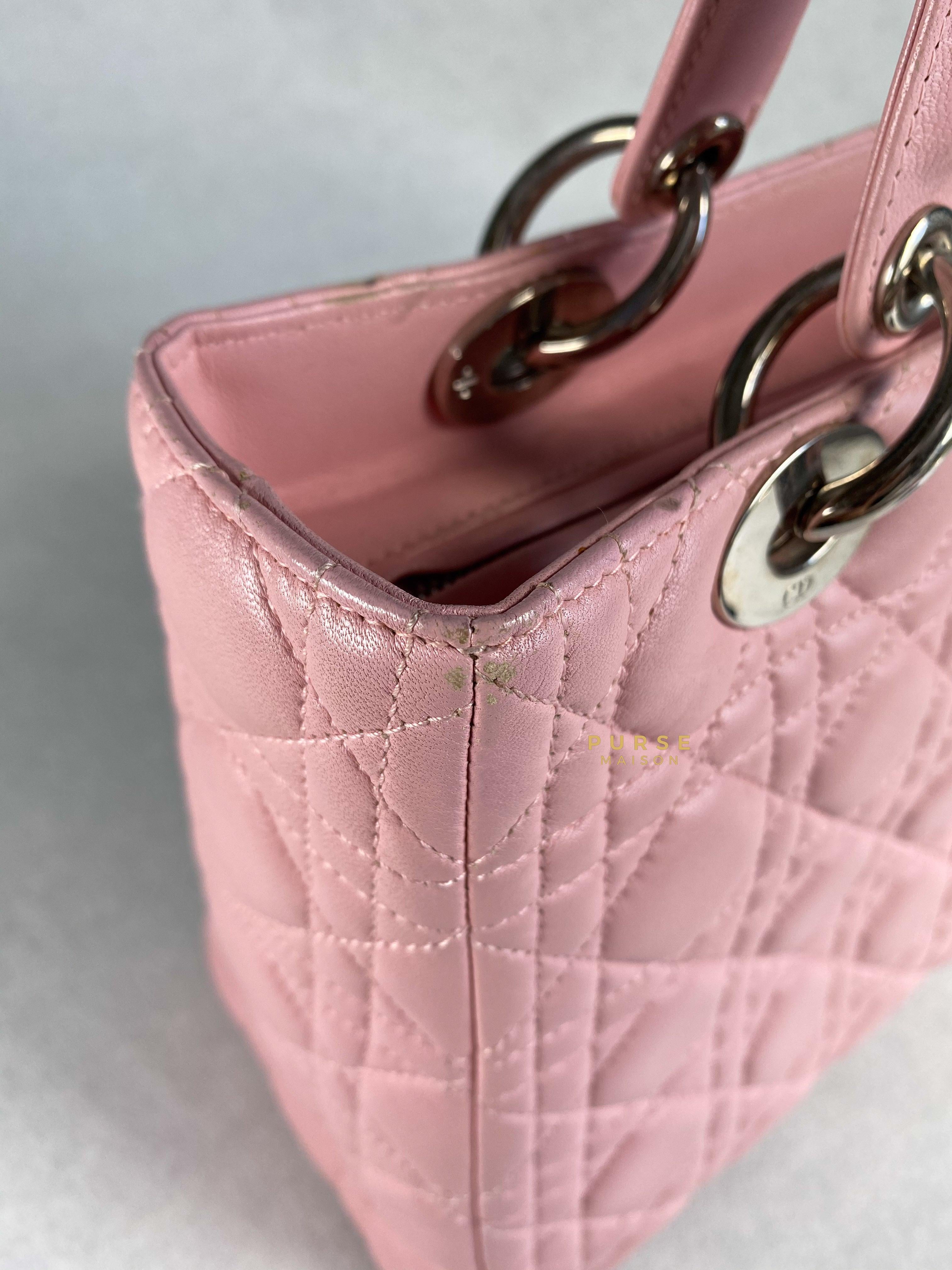 Christian Dior Lady Dior Pink Medium Silver Hardware Lambskin | Purse Maison Luxury Bags Shop