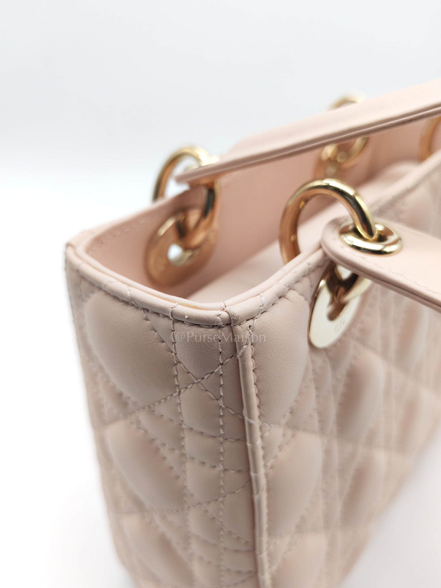 Christian Dior Lady My ABCDior Bag Small in Rose Poudre Lambskin Leather Light Gold Hardware | Purse Maison Luxury Bags Shop